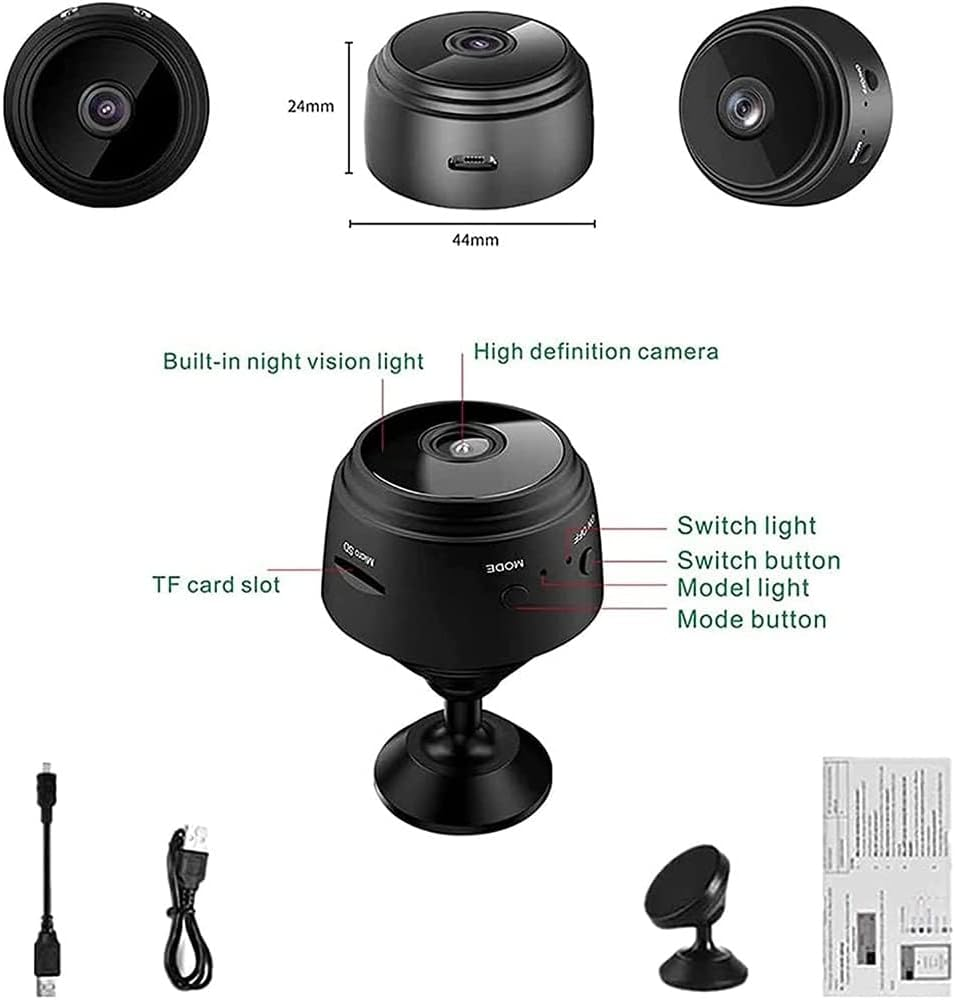 Magnetic Mini Camera, Mini Camera Wireless, the Secret Smart Miniwireless Cameras, with Night Vision, 1080P HD Hidden Cameras with Audio Indoor/Outdoors Wireless (Black,5Pcs)