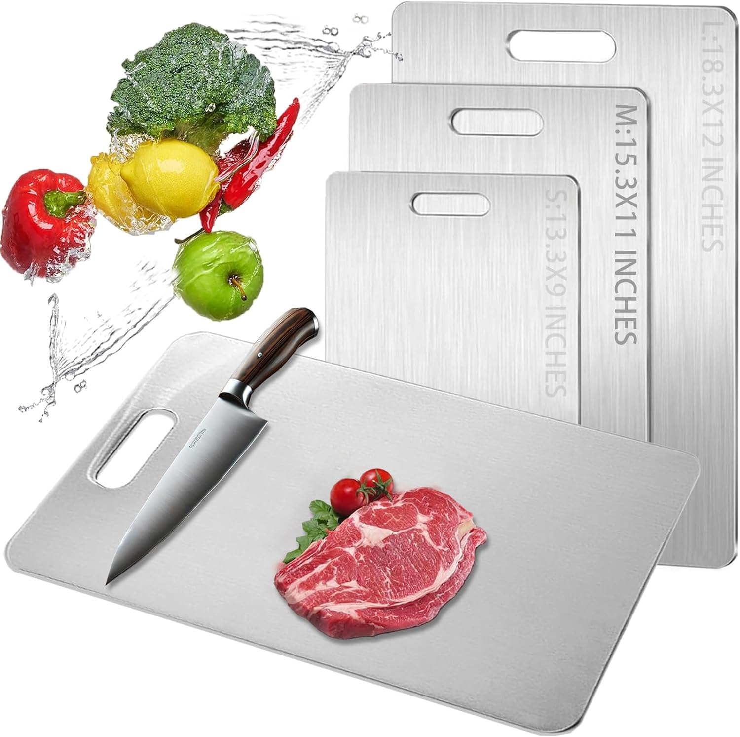 Titanium Cutting Board 2025 New Upgrade 100% Pure Titanium Cutting Boards for Kitchen - Double-Sided Food-Grade Chopping Board Non-Stick Durable and Easy to Clean (18 X 12 In) image number 3