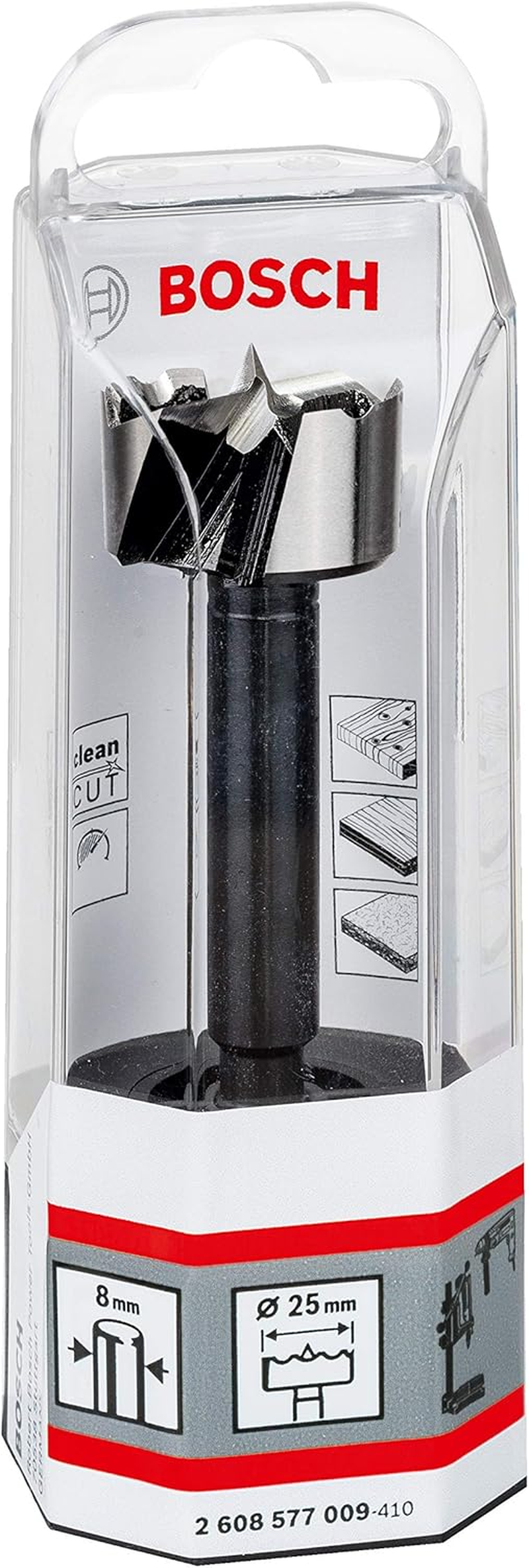 Bosch Professional 2608577009 Forstner Bit (For Wood, &Oslash; 25 Mm, Length 90 Mm, Drill Accessories), 1 W, Silver/Black