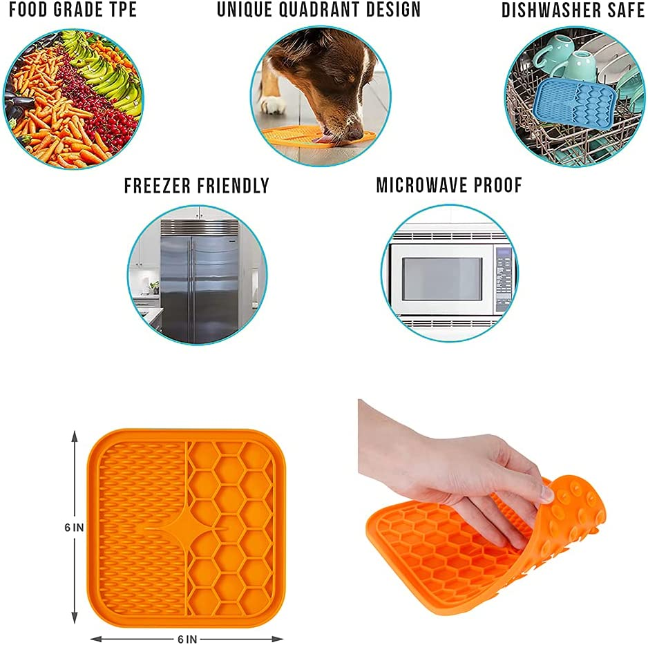 NACOCO 2 Pack Dog Lick Mat with Super Suction for Anxiety Peanut Butter Dog Licking Mat Slow Feeder Dispensing Treater Lick Pad for Pet Bathing Grooming and Training with Extra Spatula image number 3
