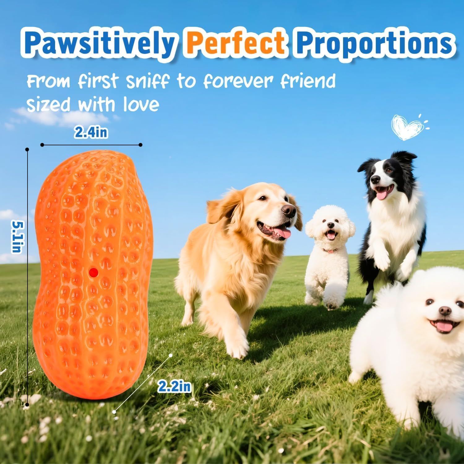 Squeaky Dog Toys, 4 Pack Peanut Chew Ball for Pet Teeth Cleaning Puppy Chew Toy, Interactive Durable for Medium Large Small Breeds Puppy Teething image number 4