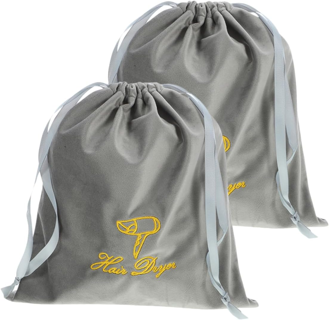 WOONEKY 2Pcs Hair Dryer Storage Bags Travel Cosmetic Bag Drawstring Hair Blower Pouch