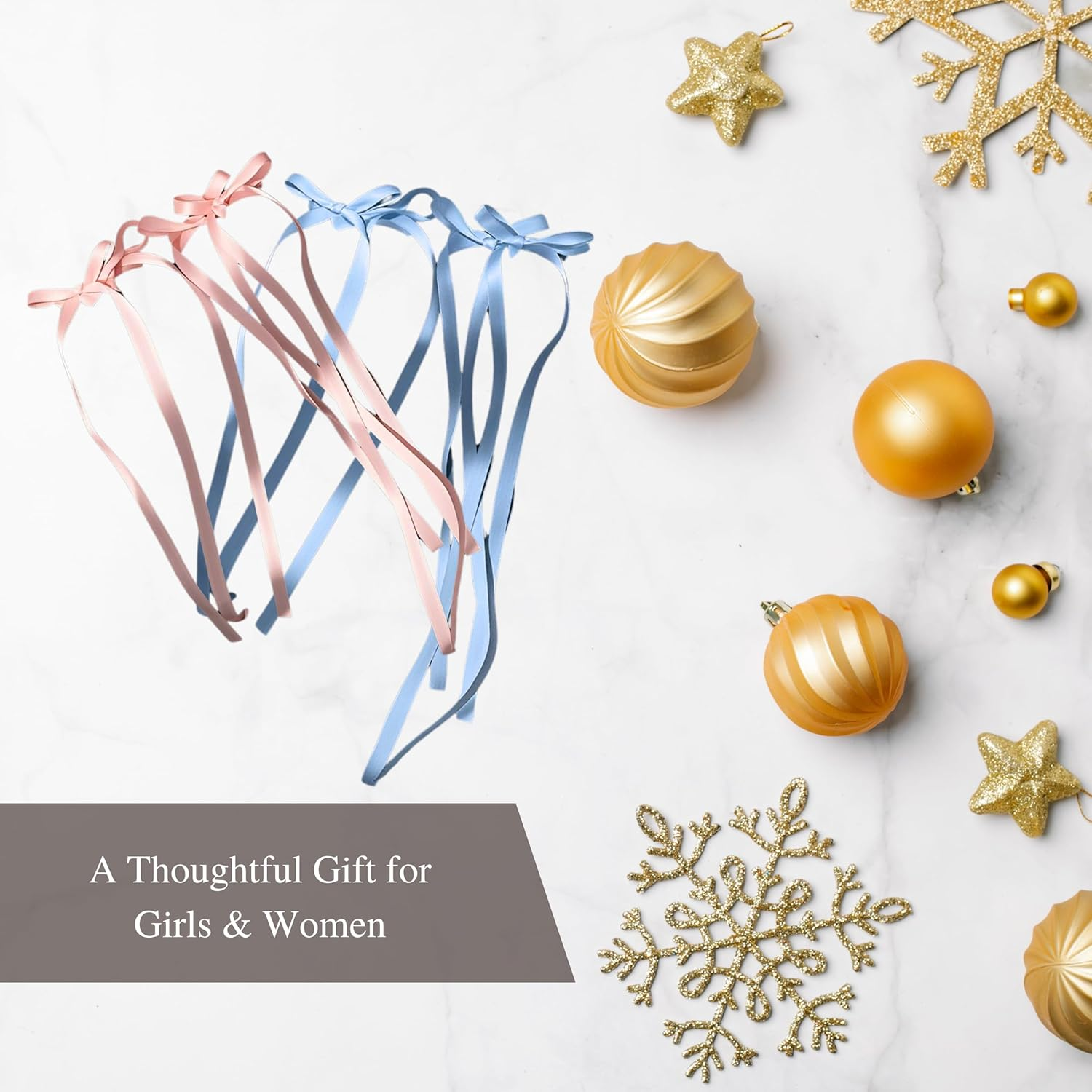 Elegant Hair Bow Clips for Women & Girls &ndash; 4Pcs Chic Satin Ribbon Bowknot Hair Accessories - Ponytail & Half-Up Styles &ndash; Stylish & Timeless Hair Bows for Any Occasion(Pink & Blue)