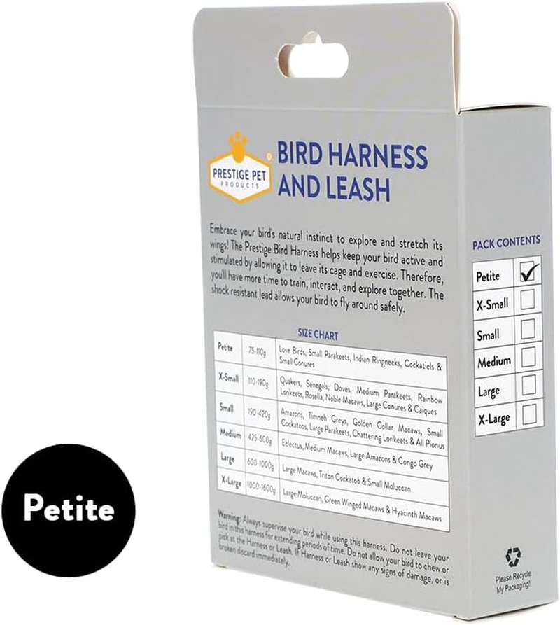 Prestige Bird Harness and Leash Black - Petite (75-110G) image number 1