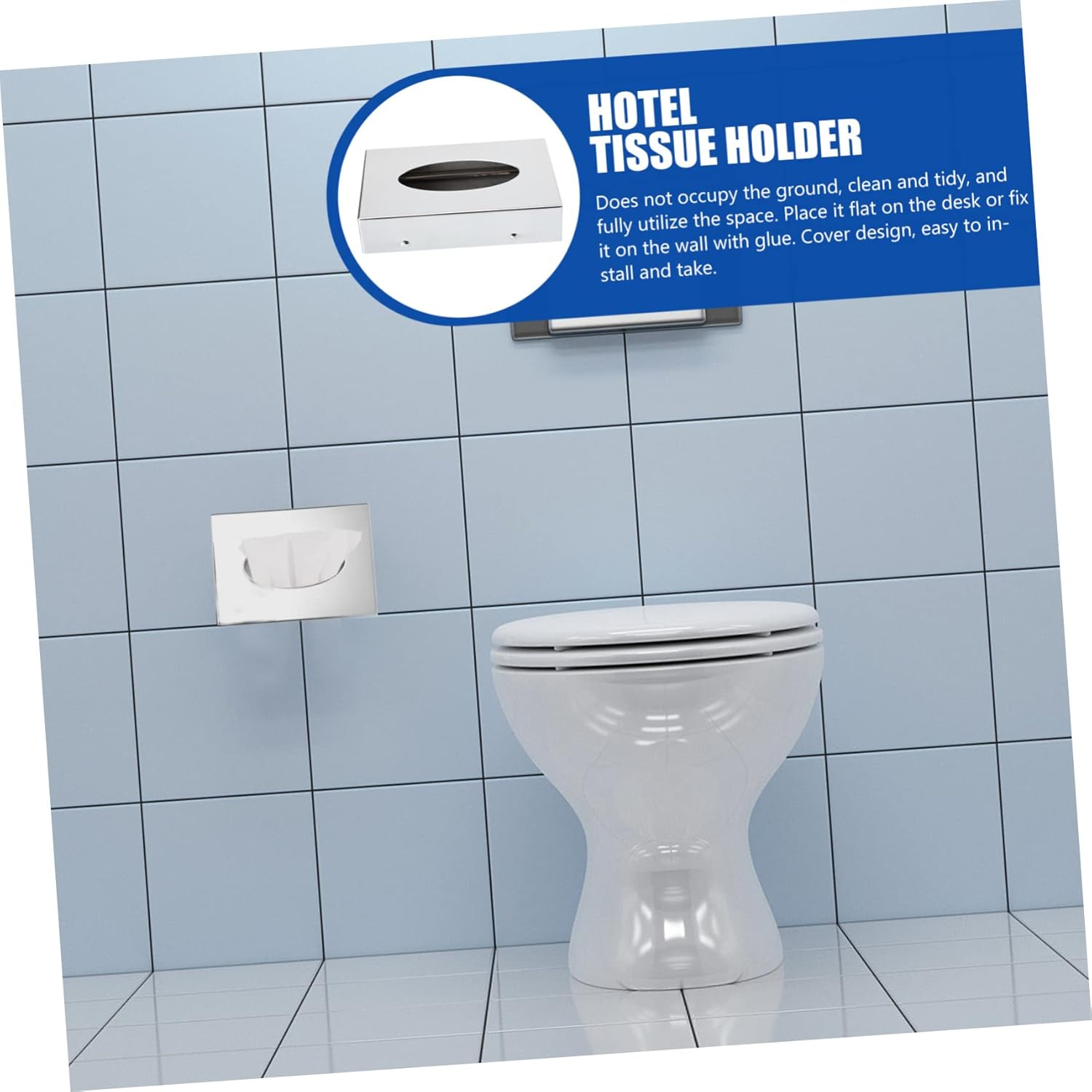 SHOWERORO Mirror Paper Box Steel Tissue Container Desktop Tissue Case Tissue Storage Box Home Paper Container Napkin Storage Holder Multi-Purpose Tissue Holder image number 5