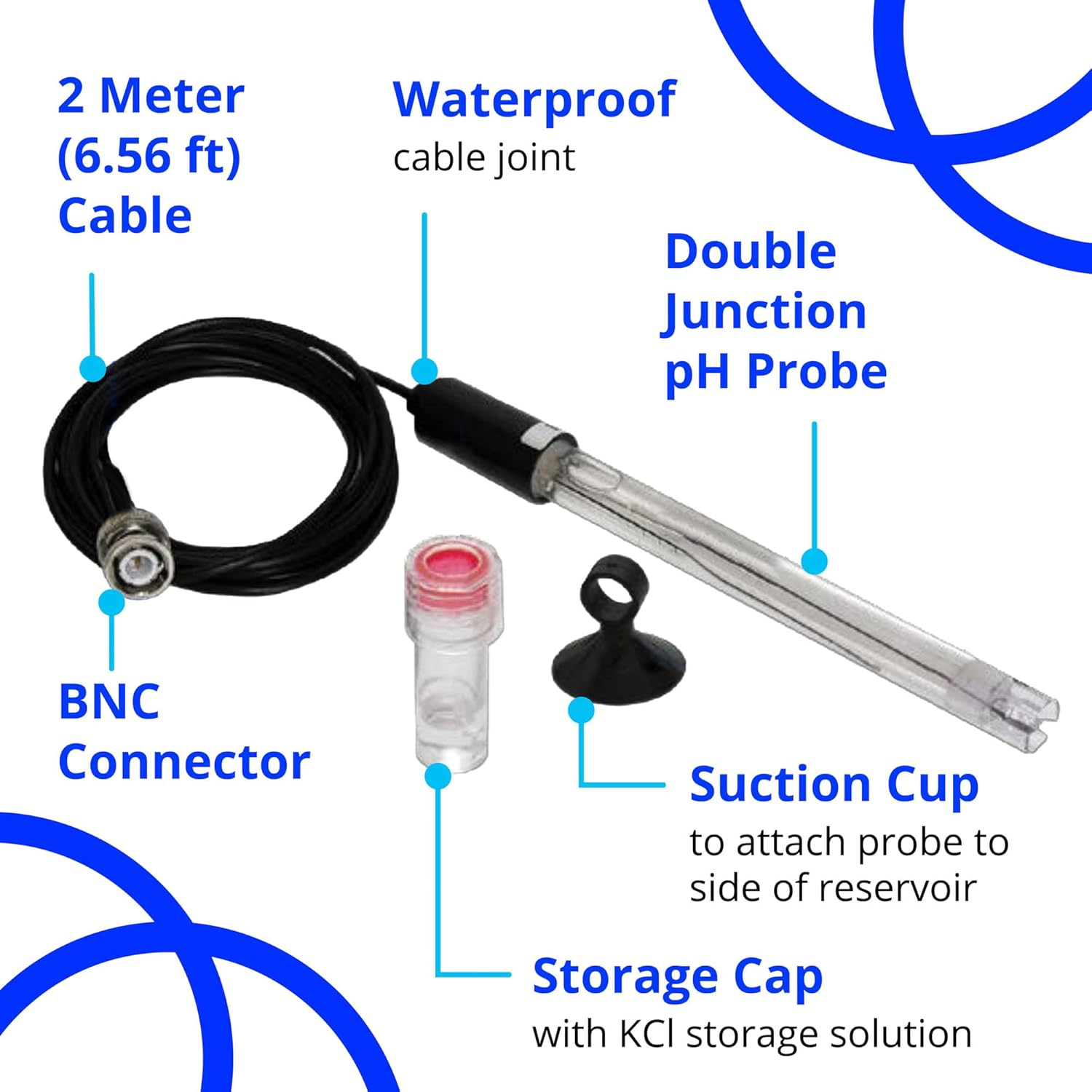 Bluelab PROBPH Ph Probe for Water, Replacement Electrode for Meter, Monitor, and Controller with Easy Calibration, Tool for Hydroponic System and Indoor Plant Grow