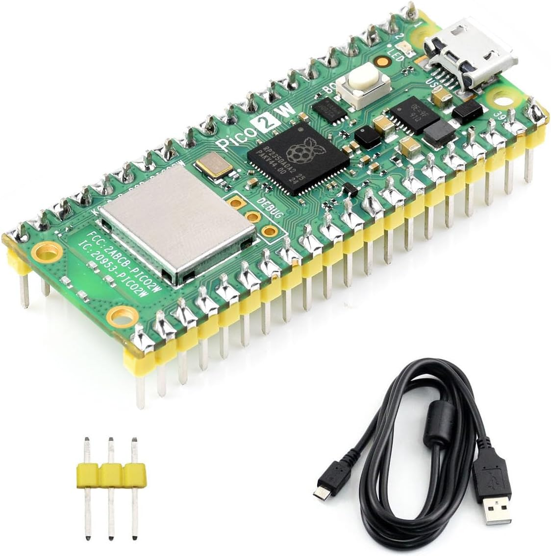 Waveshare Raspberry-Pi-Pico-2-W-M, Compatible with Raspberry Pi Pico 2 Microcontroller Board, Based on Official RP2350 Chip, Dual-Core & Dual-Architecture Design, 3 Items image number 1