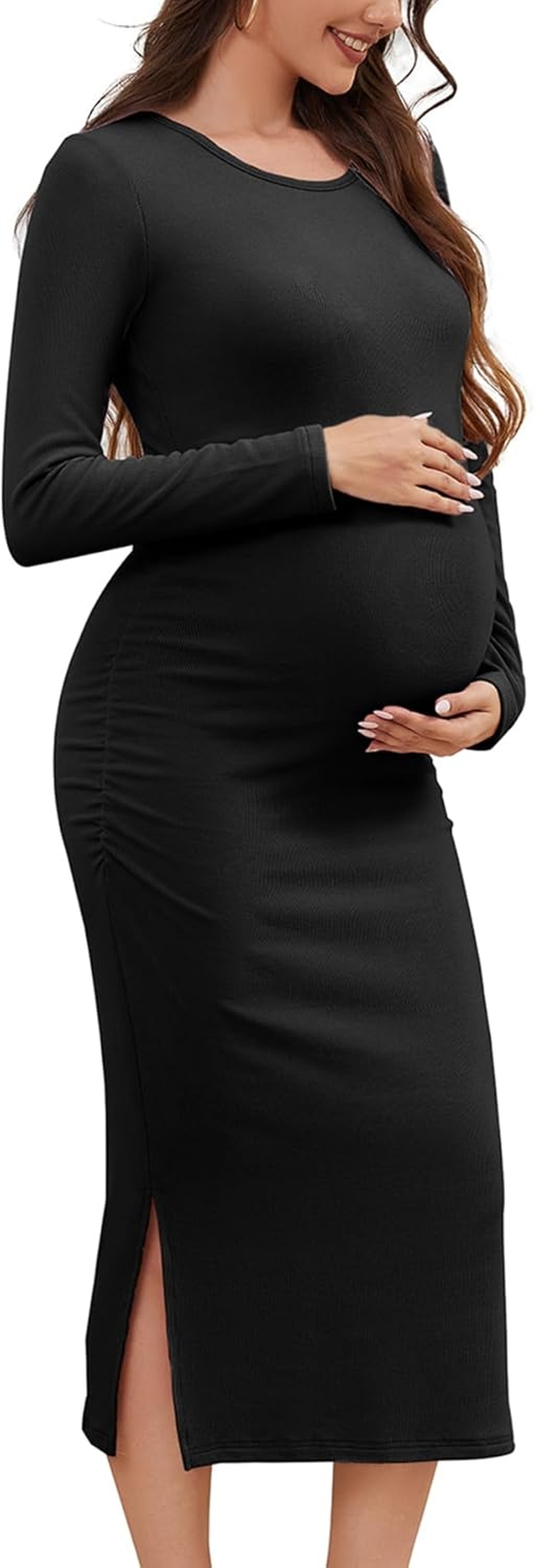 Smallshow Women'S Long Sleeve Maternity Sweater Dress Knit Fall Winter Pregnancy Clothes