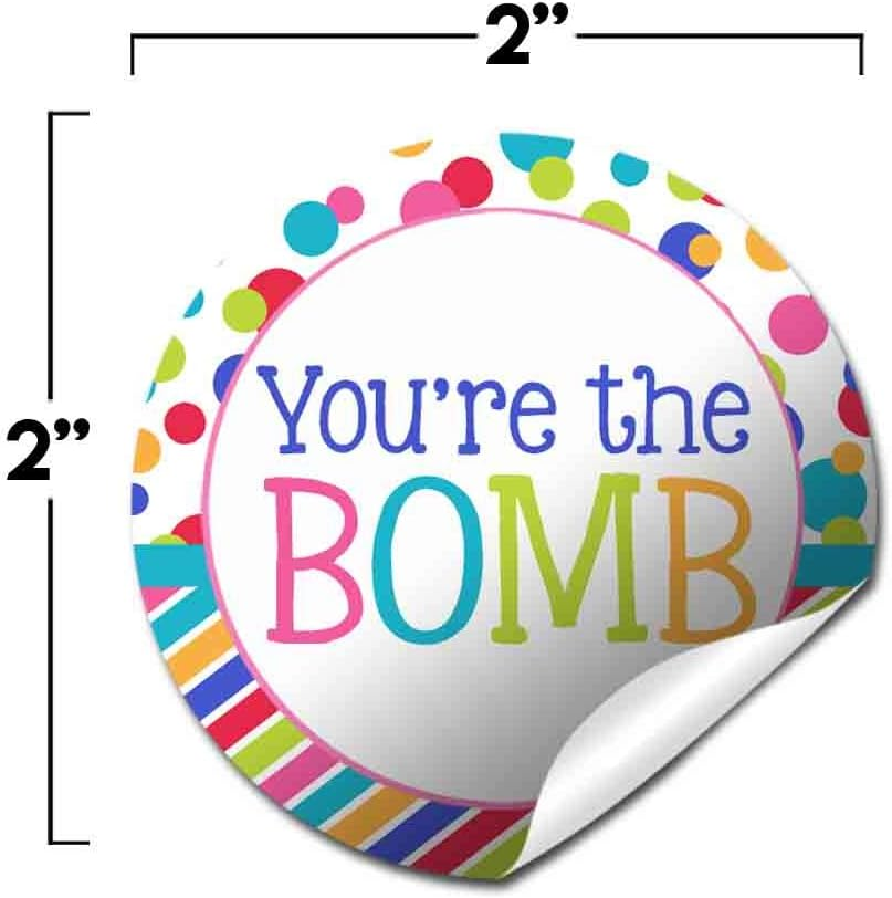 You'Re the Bomb Colorful Polka Dots Hot Cocoa Bomb Sticker Labels, Total of 40 2" Circle Stickers (20 Sets of 2) by Amandacreation image number 3