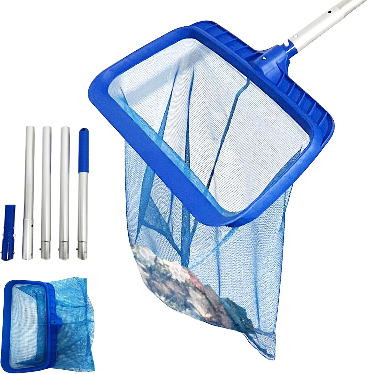 Larger Capacity Pool Skimmer Net with 3-Stage Adjustable Pole (71-137Cm), Deep Fine Mesh for Leaves and Debris（Total Length 1.67M） image number 3