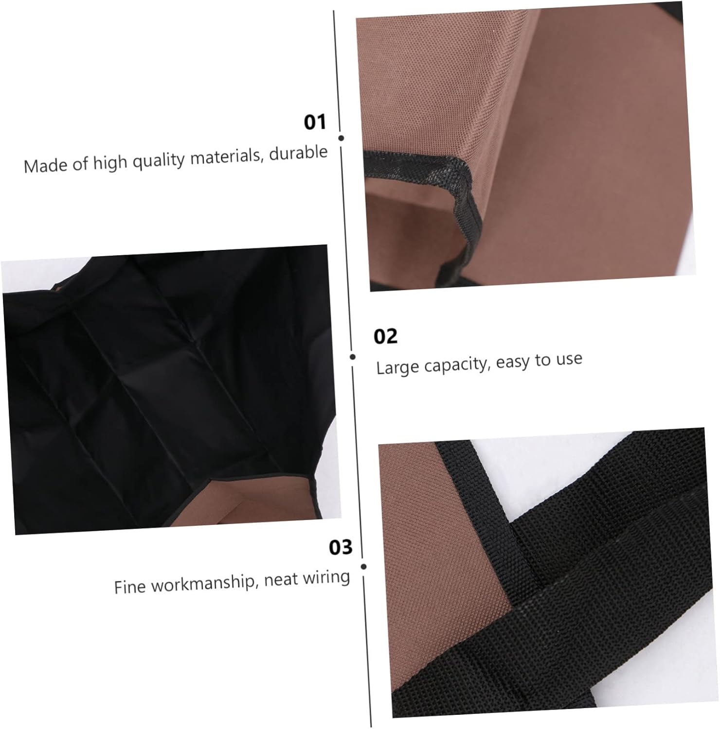 Luxshiny 1PC Large Capacity Log Tote Bag Firewood Carrier Handbag for Scratch Resistant and Practical Storage for Wood Camping Gear and Household Items Coffee Color image number 6