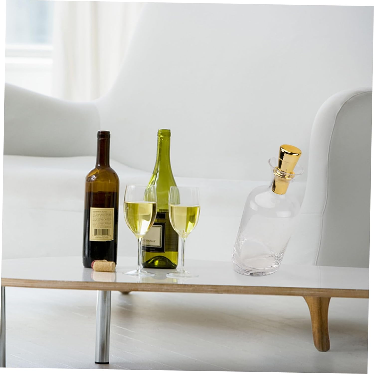 KICHOUSE 1Pc Creative Inclined Transparent Glass Decanter Nordic Style Decorative Wine Storage Smooth Edges Stable Placement for Barware Kitchen Decor image number 3