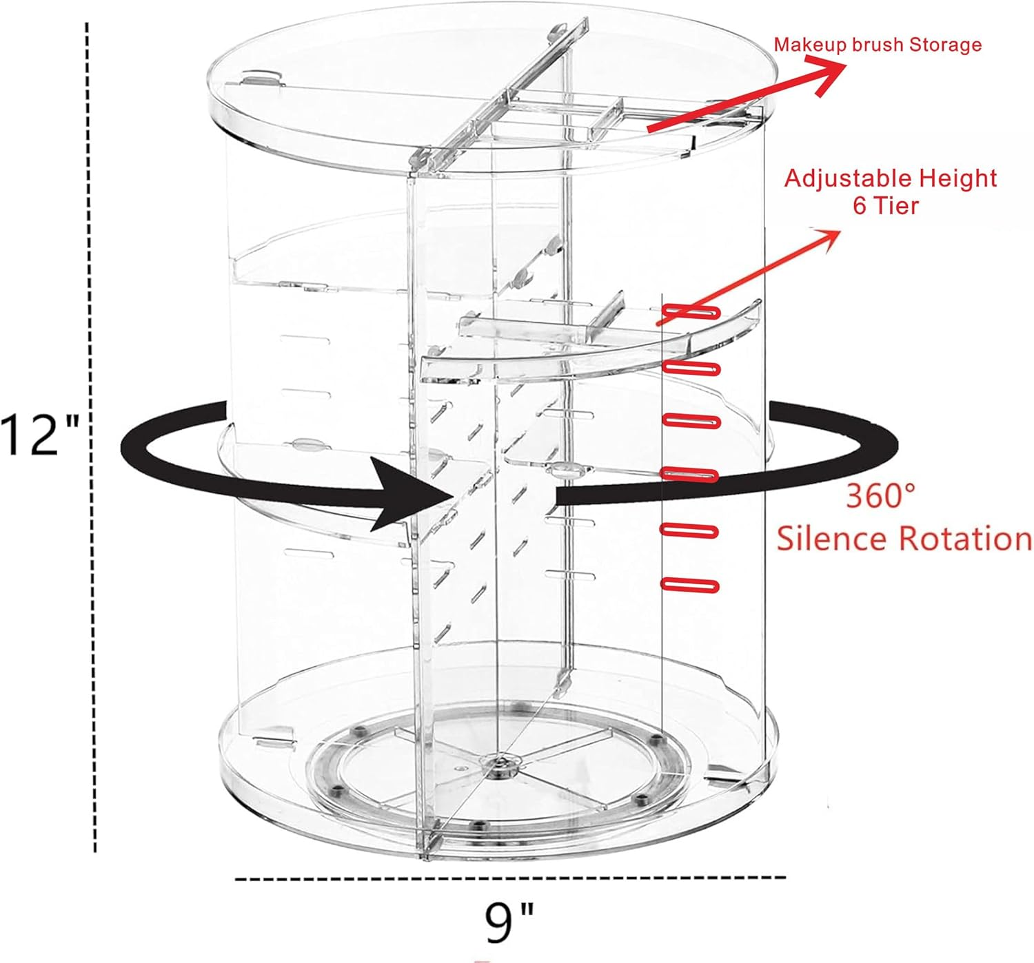 Clear Rotating Makeup Organizer for Vanity,Adjustable Skincare Organizer Countertop,Cosmetic Display Cases for Beauty,Skin Care,Spinning Makeup Stand,Make up Storage Organizer and Perfume Organizer image number 4