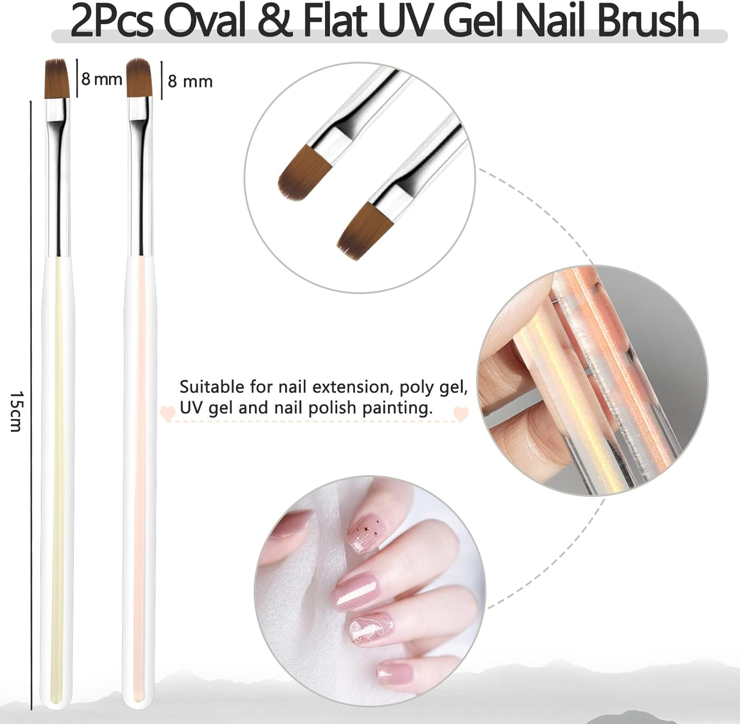 BQAN 5Pc Nail Art Brushes Nail Ombre Brush Nail Design Painting Brushes UV Gel Nail Brush Professional Nail Art Design Brushes Set image number 2