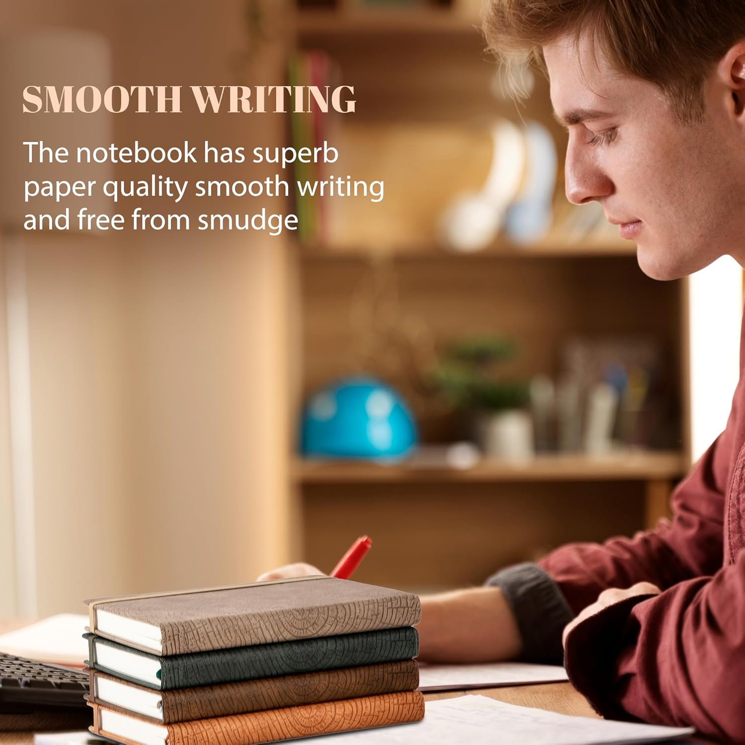 CAGIE Lined Journal for Writing, A5 Tree Growth Ring Leather Bound Journal Notebook, 256 Pages 100 GSM Journals for Men Women, Hardcover Journaling Notebooks for Work, Note Taking