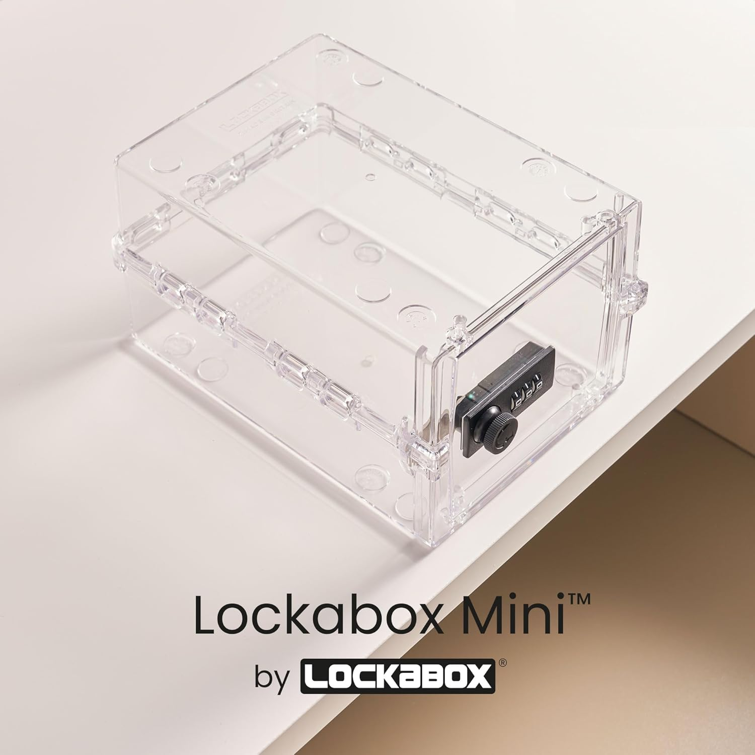 Lockabox Mini&trade; | Small Lockable Box with Combination Lock (A5-Sized) | Mini Storage Lock Box for Small Medicines, Snacks & Mobile Phones | External Size 22.3 X 15.4 X 12 Cm (Crystal) image number 4