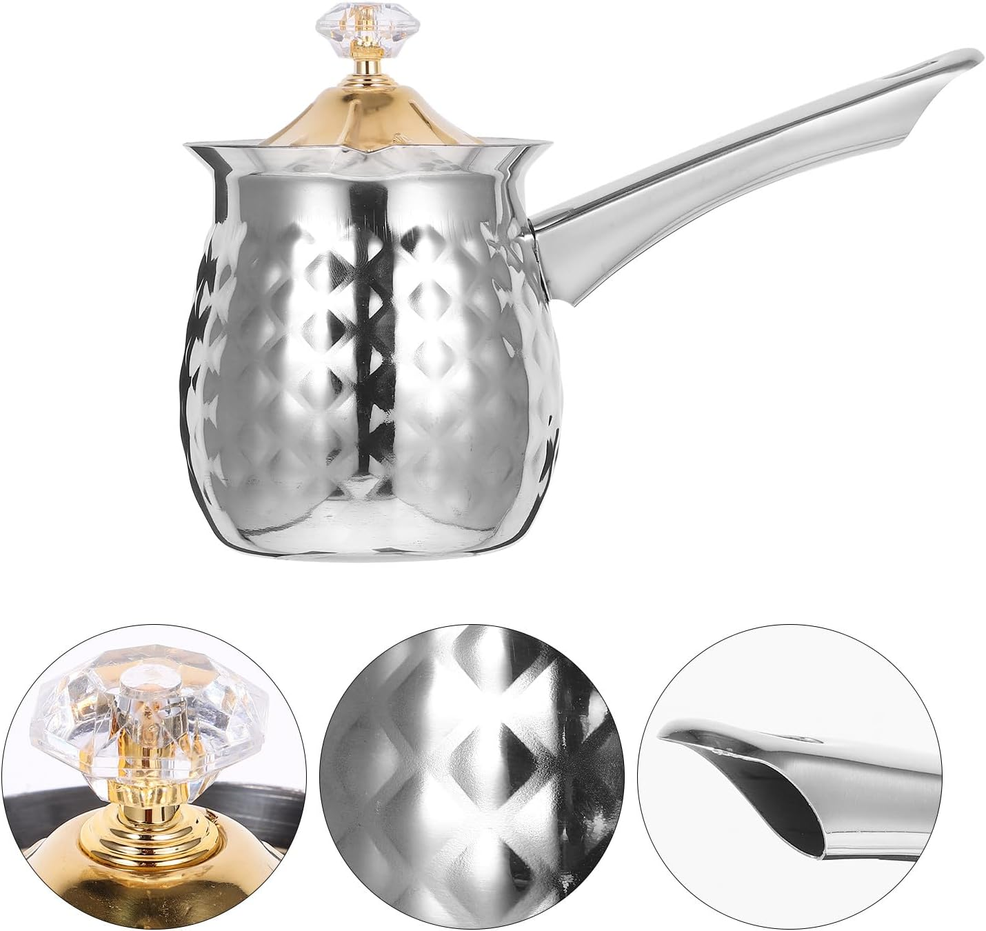 Veemoon Stainless Steel 400Ml Wear-Resistant Milk Frothing Pitcher with Spout and Lid, Coffee Steaming Cup for Home Kitchen and Espresso Machine Accessories Random Color Random Color image number 4