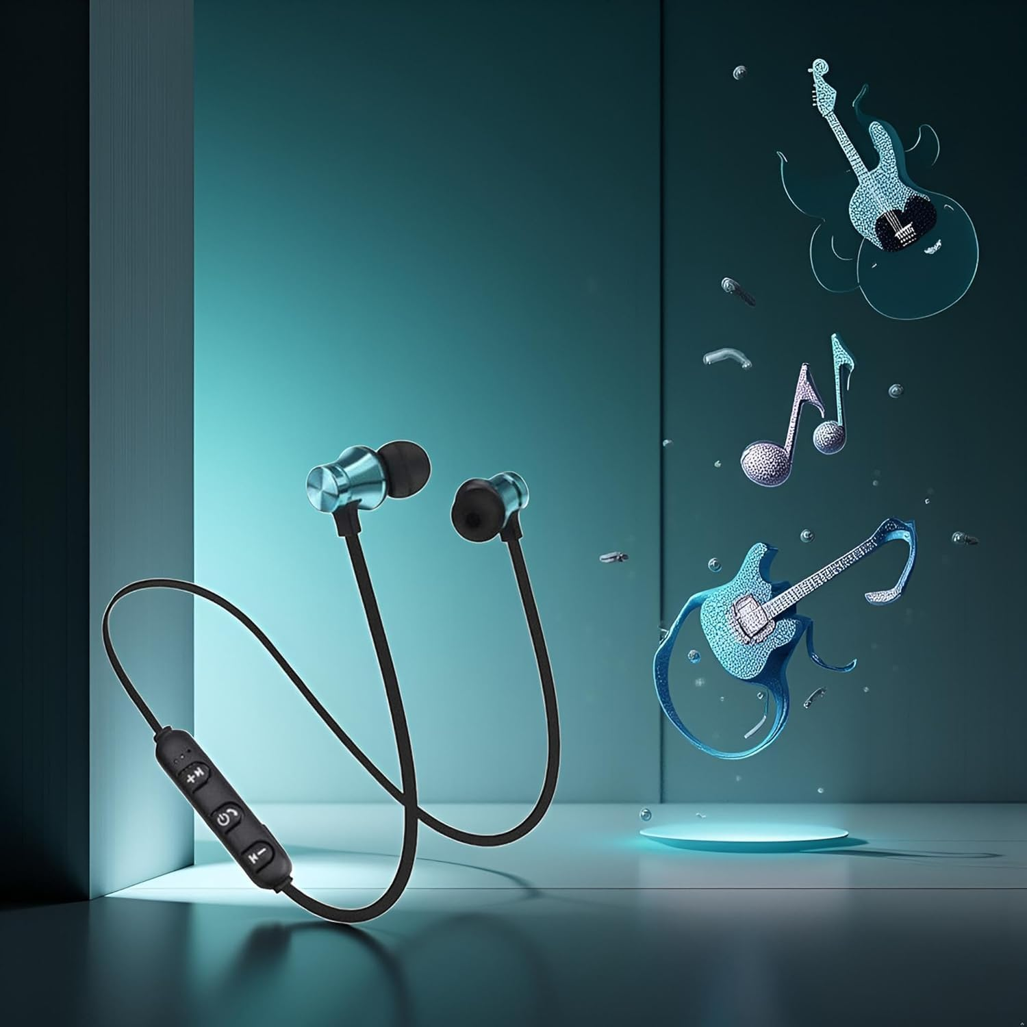 Pchnfei Blue Black Earphone Magnetic In-Ear Stereo Headset Earphone Wireless Bluetooth 4.2 Headphone Gift Headphones and Earbuds image number 2