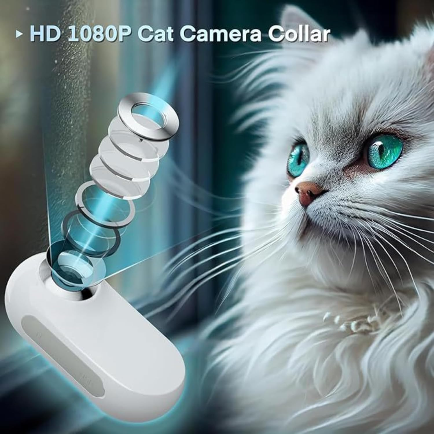 Bewinner Cat Camera Collar, 170&deg; Wide Angle Dog Collar Camera with 0.96 Inch LCD Screen, Multifunctional Body Camera for Video Recording image number 3