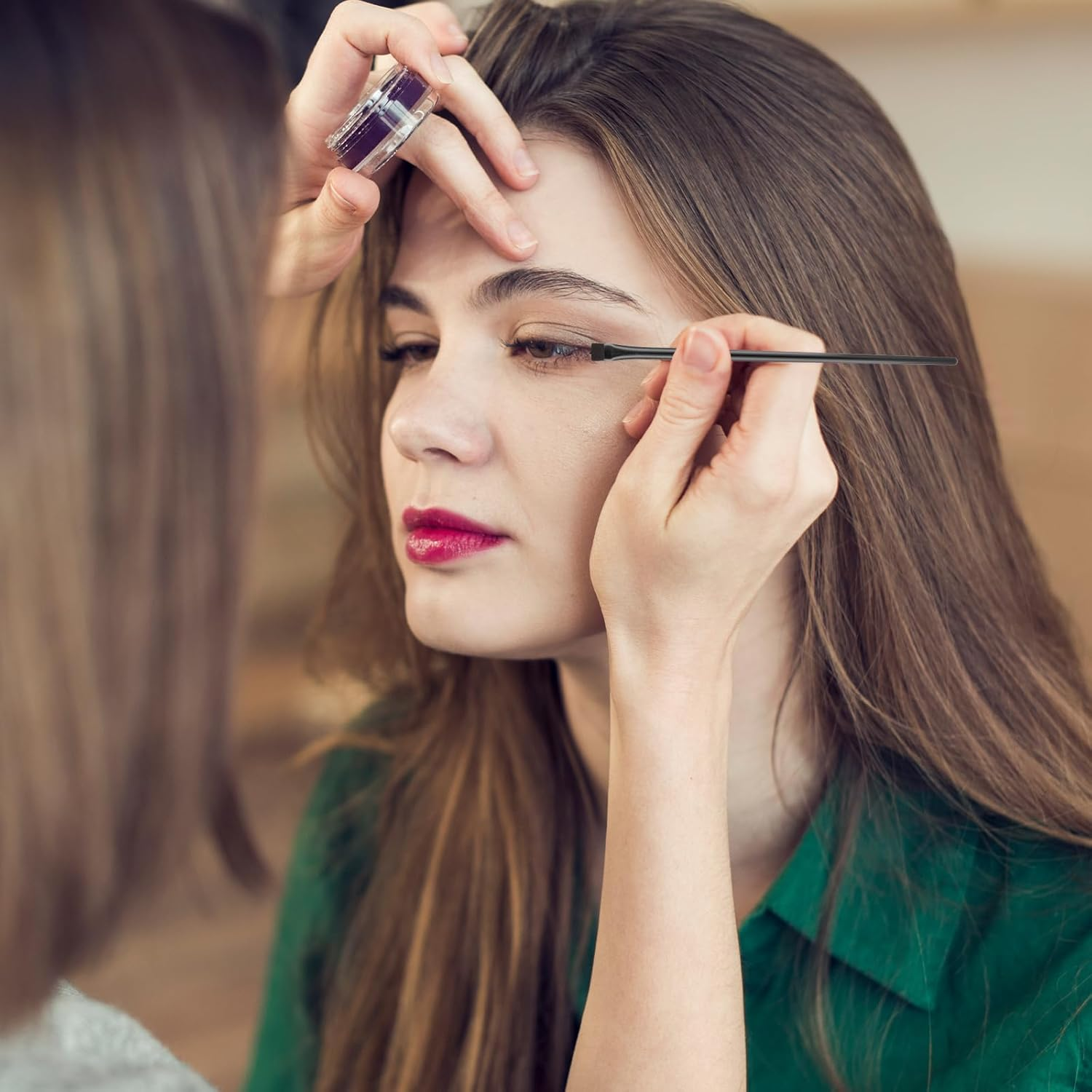 12 Pack Eyebrow Tint Brush Set - Angled Eyeliner, Flat Ultra Thin Eyeshadow Brush, Eye Makeup Applicator - Fine Slanted Eyebrow Brush