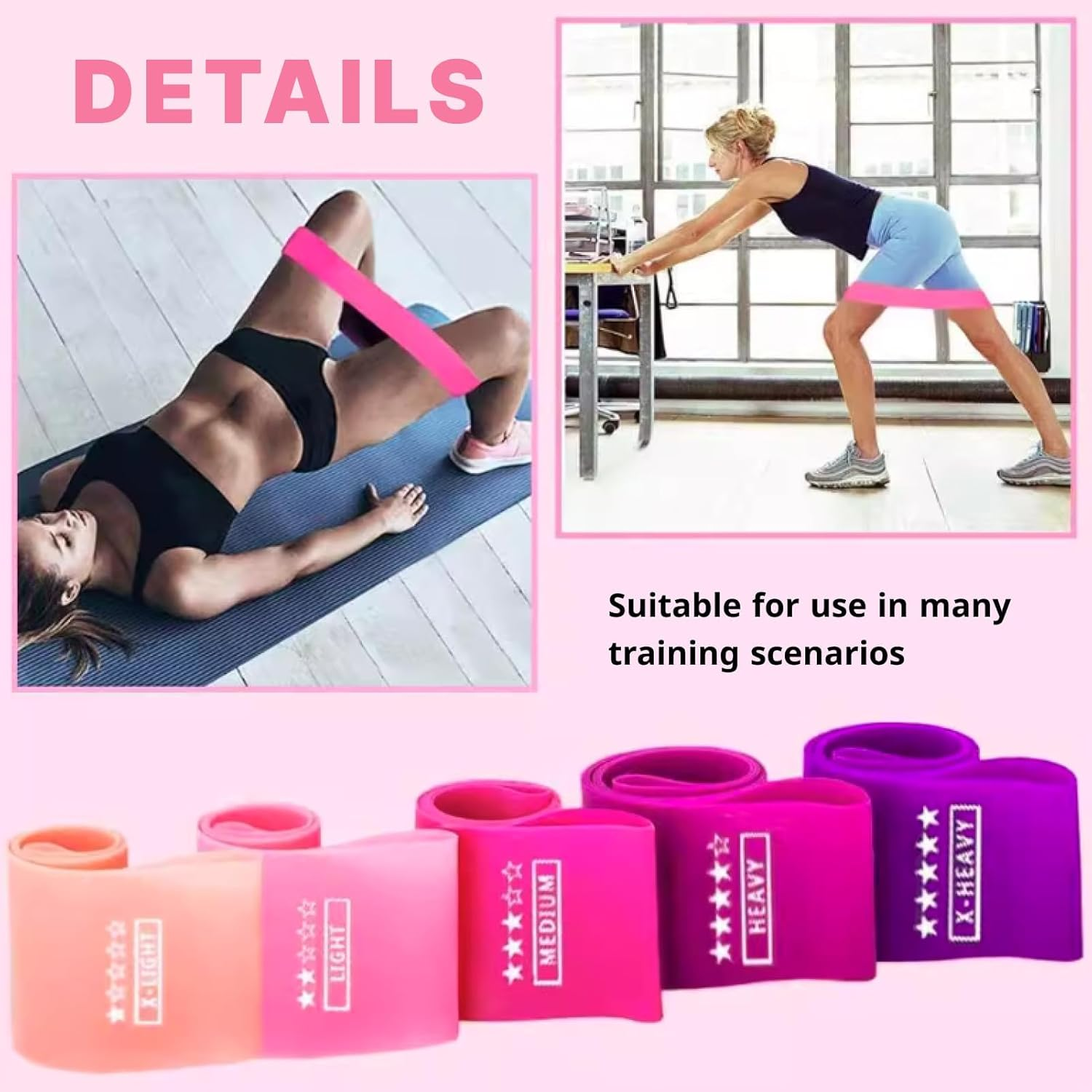 Premium Resistance Bands Set of 5, Skin-Friendly Exercise Loop Bands with 5 Different Resistance Levels for Home Workouts, Yoga, Pilates, Strength Training, and Rehabilitation image number 1