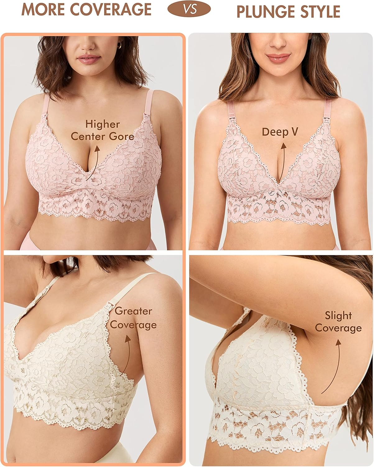 MOMANDA Women'S Lace Nursing Bra Wirefree Padded Breastfeeding Maternity Bralette Cute image number 1