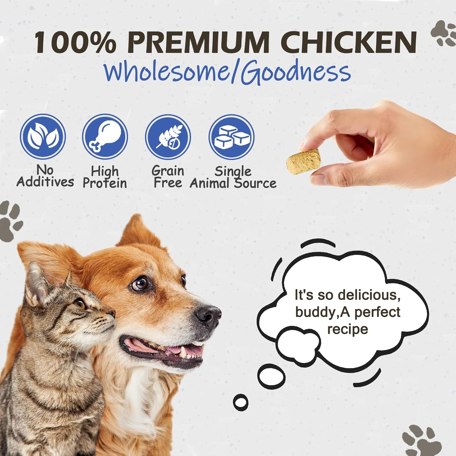 Olmexa Freeze-Dried Chicken Cats Treats, Crunchy Cat Treats, Dog & Cat Universal Formula, Easy to Digest, Grain Free, Dog Treats Natural，110G image number 6