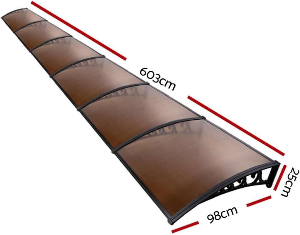 Instahut Window Door Awning? 1Mx6M Brown Hollow Sheet Plastic Frame image number 5