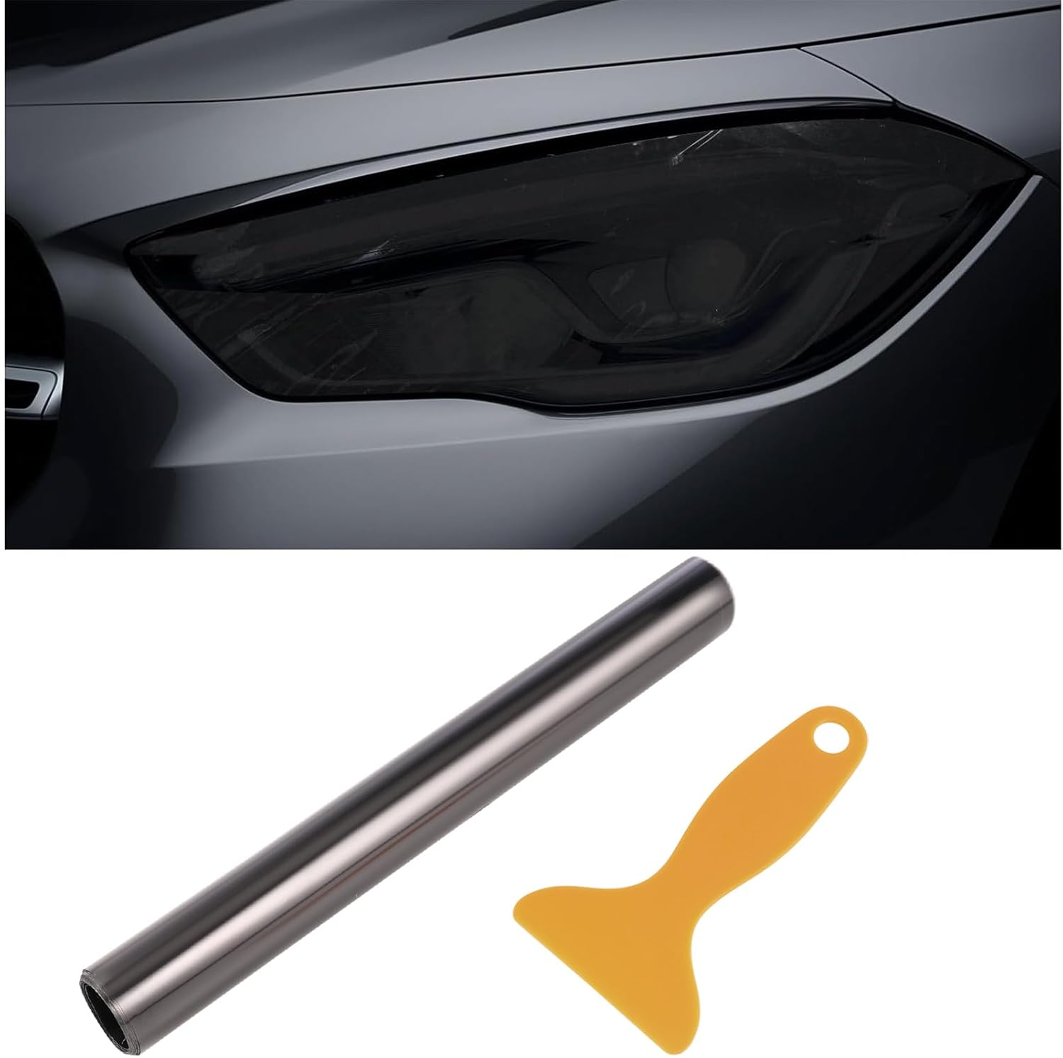 30CM X 200CM Dark Smoke Black Tint Film Forheadlights Taillights, Self Adhesive Car Vinyl Wrap Film Cover Sheet Roll, Car Accessories image number 1