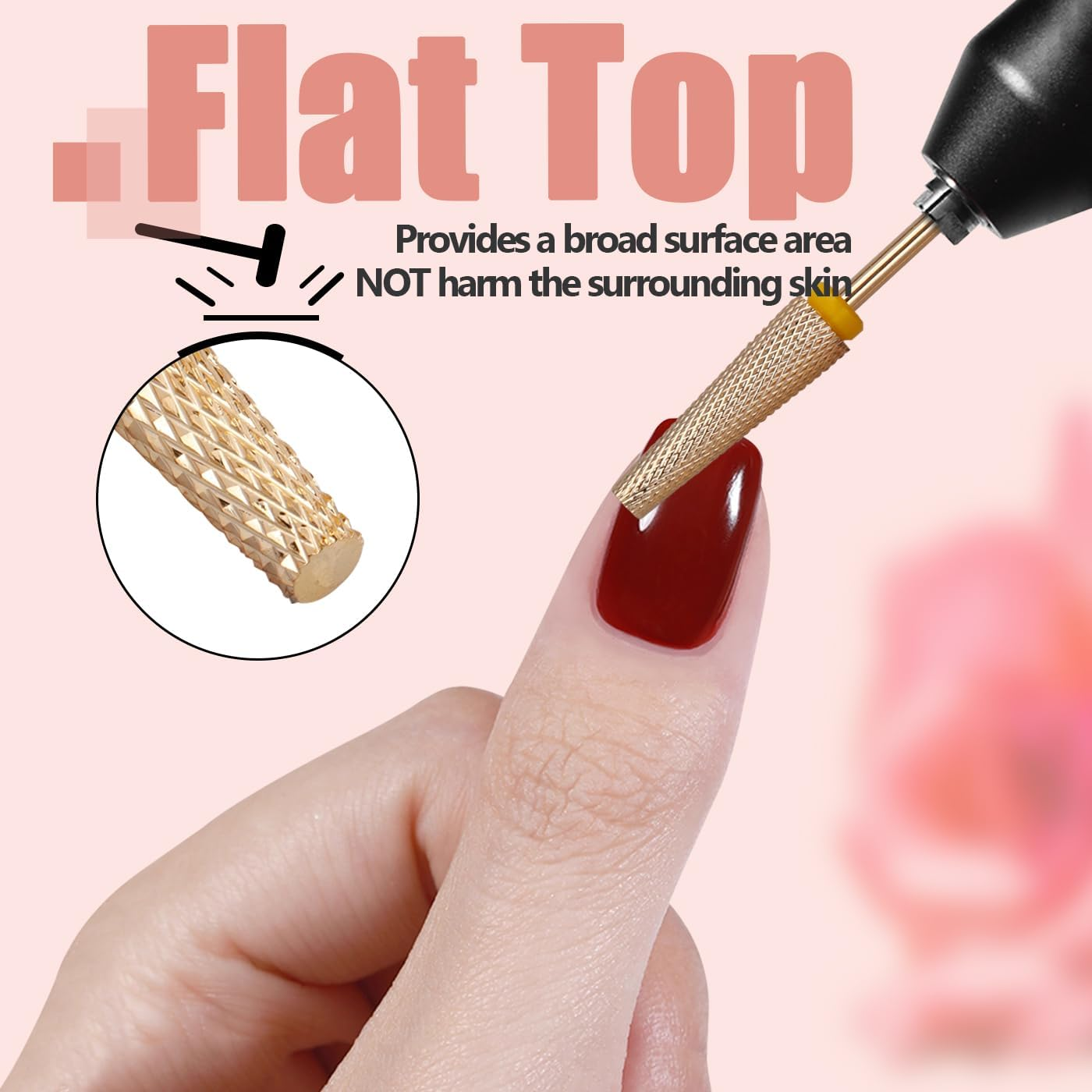 Bestgle 4 Pcs Nail Drill Bits, Nail Drill Bit Set 3/32'' Shank Taper Nail Drill Carbide Tungsten Flat Top Nail Bits Super Long Nail Drill Bit Nails Manicure Kit Safety Bits for Nail Drills, F C M XF Grit image number 4