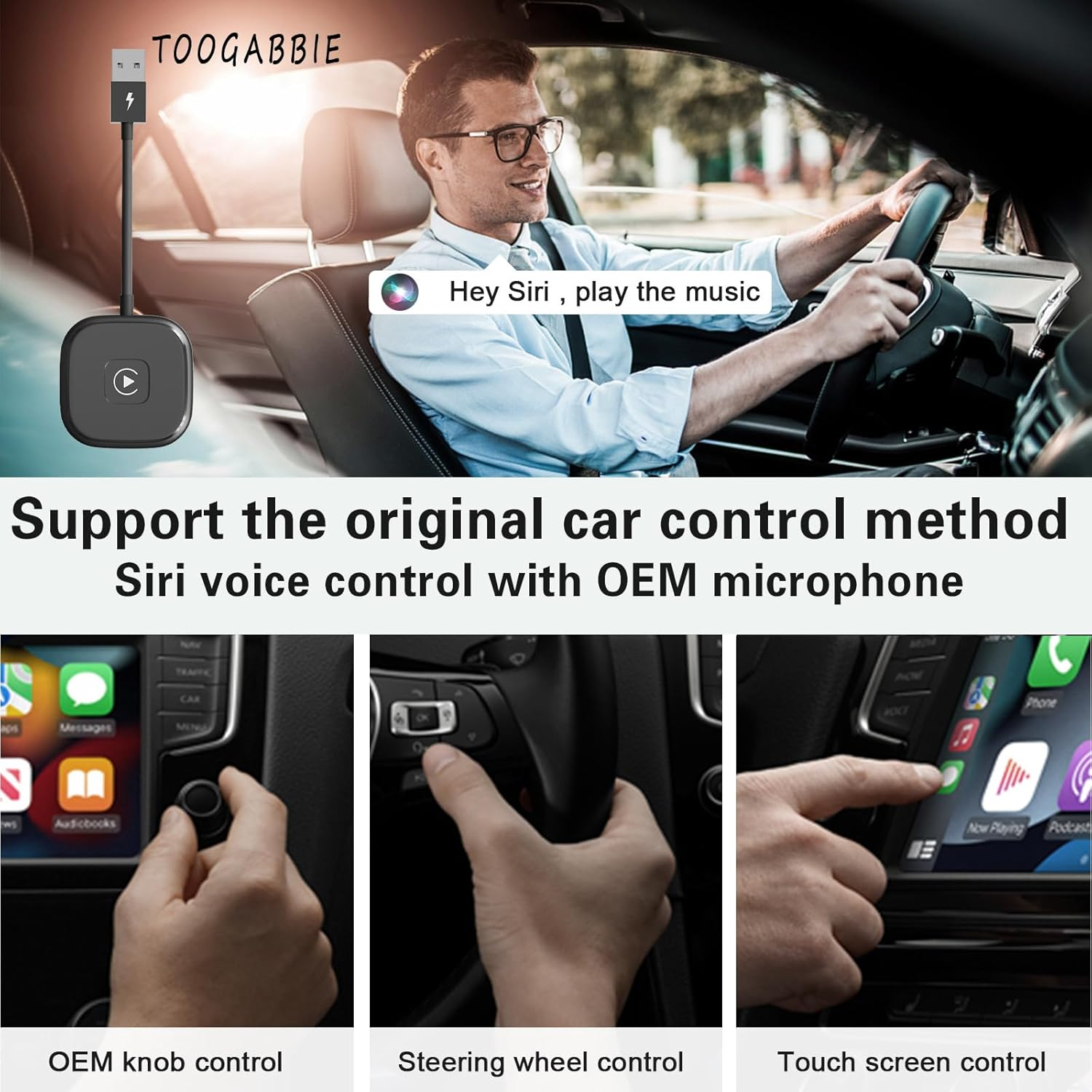 Iphone Wireless Carplay Adapter, Apple Carplay Wireless Adapter, Wireless Apple Carplay, Plug & Play Wireless Carplay Dongle 5Ghz Wifi Online Update,Low Latency,Easy Use Compatible with Ios 10+