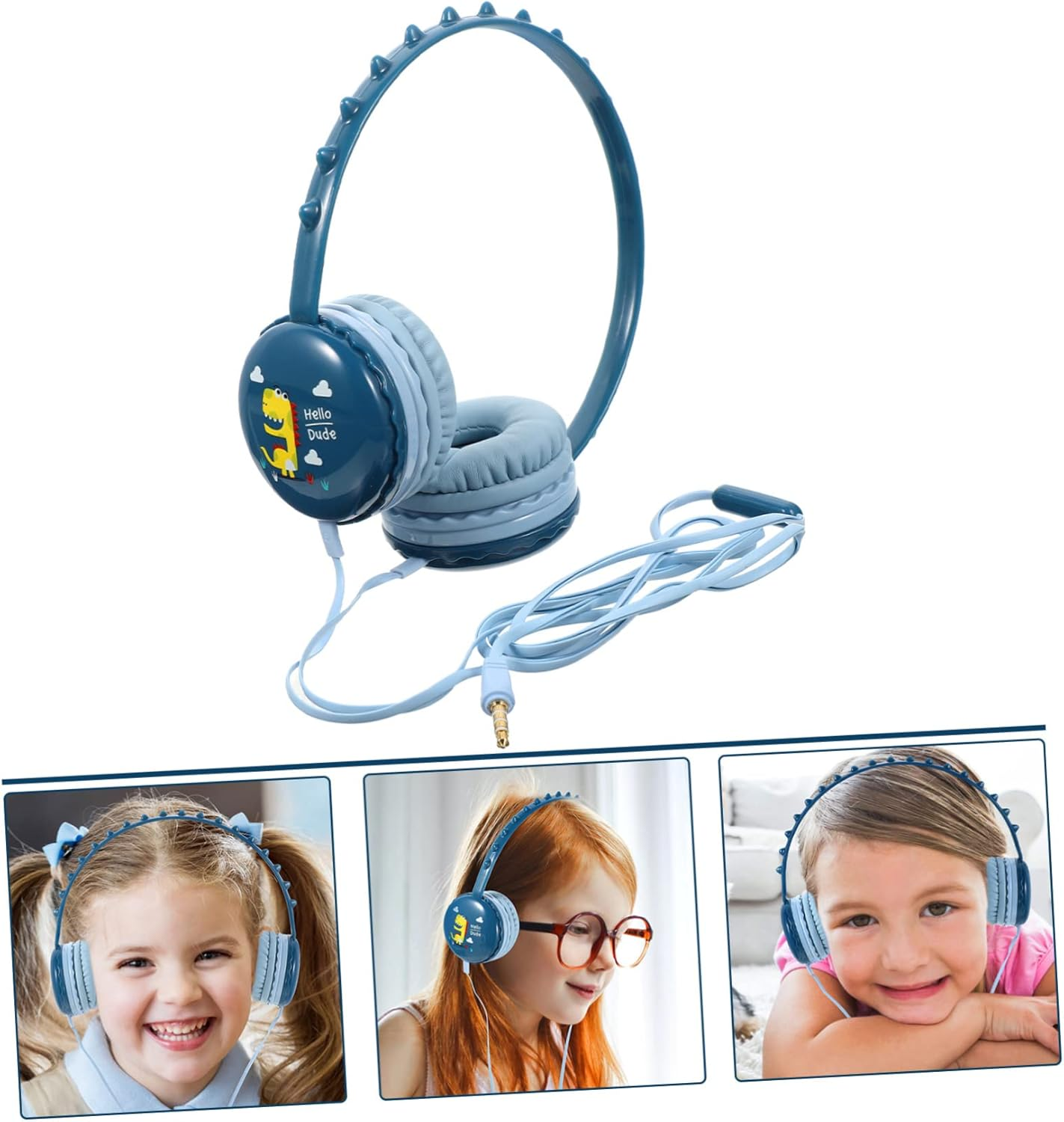 OKUMEYR over Ear Headphones Dinosaur Shape Wired Headset with Soft Breathable Ear Pads for Comfortable Noise Isolating Headband for Travel Study and Outdoor Activities Compatible With image number 5