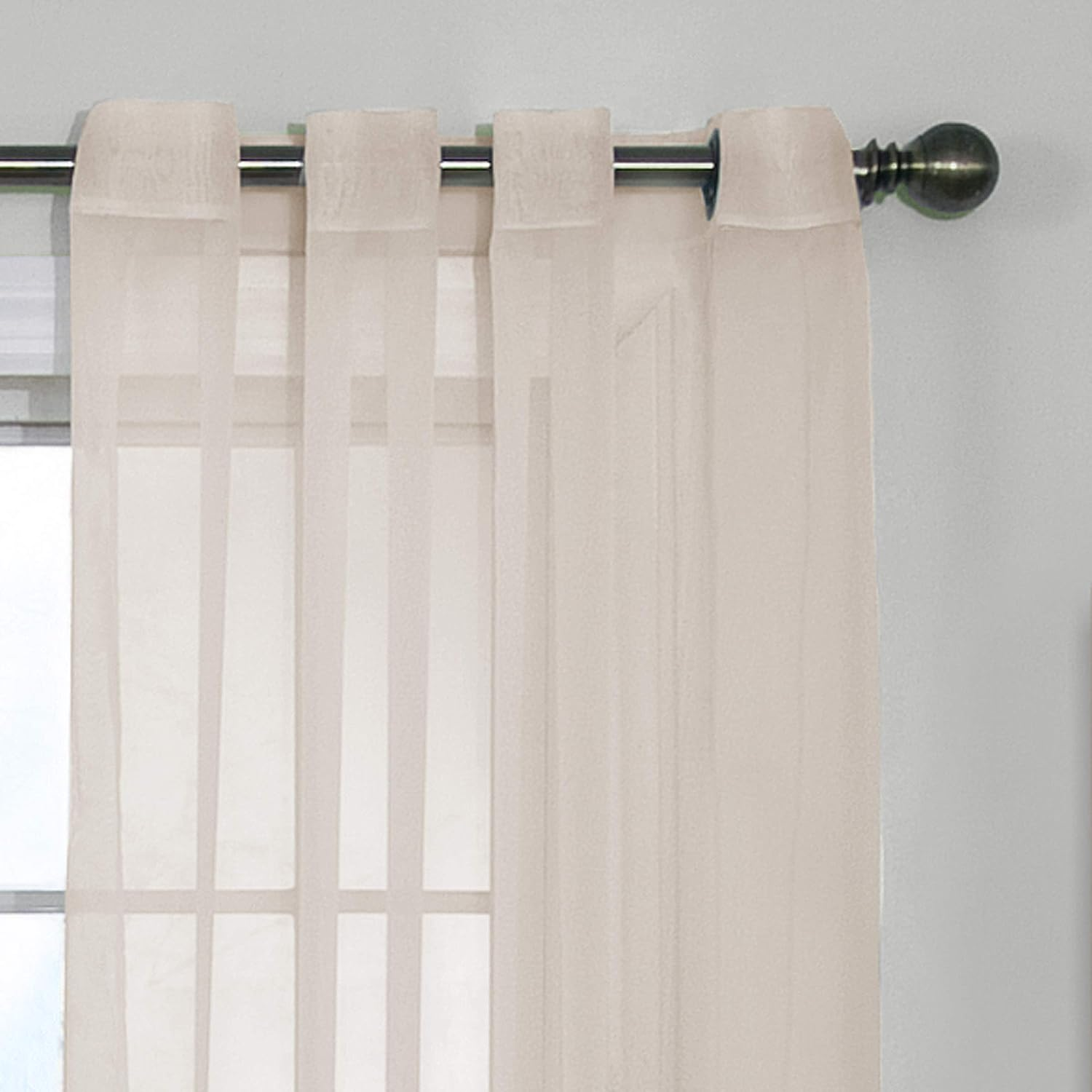 Curtain Fresh Arm & Hammer Odor Neutralizing Sheer Voile Grommet Window Curtain for Bedroom or Living Room (1 Panel), 59 in X 84 In, Ivory image number 2