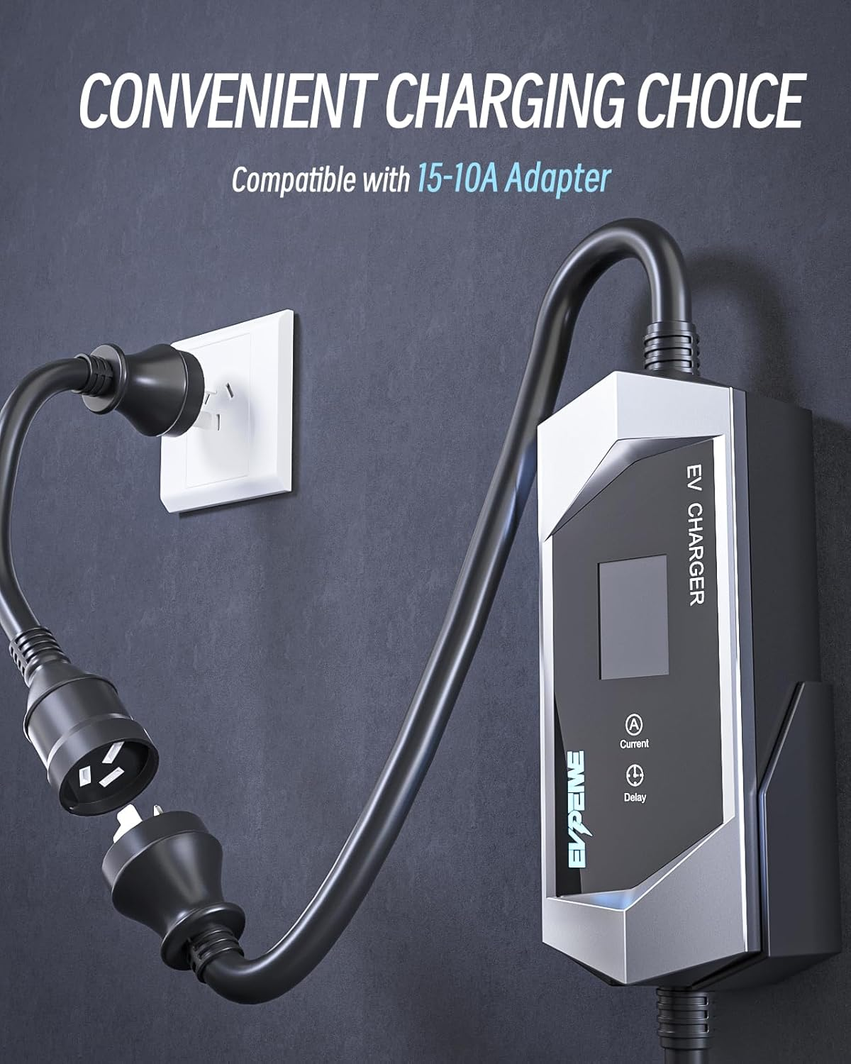 EVPEIWE Type 1 EV Charger 10A/15A EV Charging Cable with Australian 15A Plug/10A Adapter with Adjustable Current Portable Electric Vehicle Charger for Type 1/SAE J1772 Evs, Silver/5M image number 1