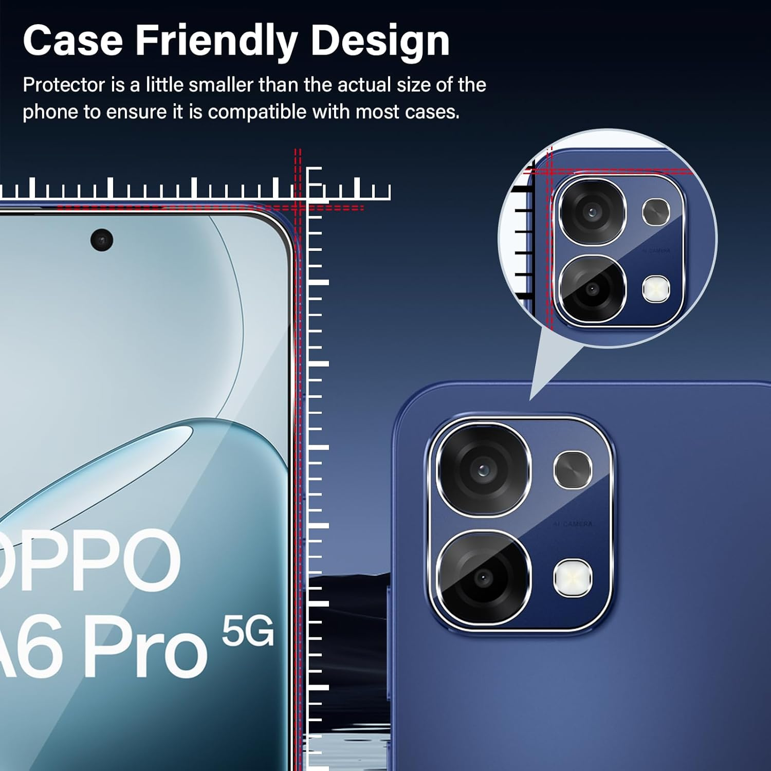 Funrae Screen Protector for OPPO A6 Pro 5G for Tempered Glass with Camera Protection, 2 Pieces 0.33 Mm 9H Hardness Film and 2 Pieces Ultra Clear Camera Protection, Anti-Scratch Screen Protector HD image number 5