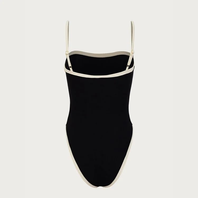 Punki Women Modest Swimsuit One Piece Bathing Suits Scallop Trim Full Coverage Swimwear Cut Out Back 1 Piece Swimming image number 5