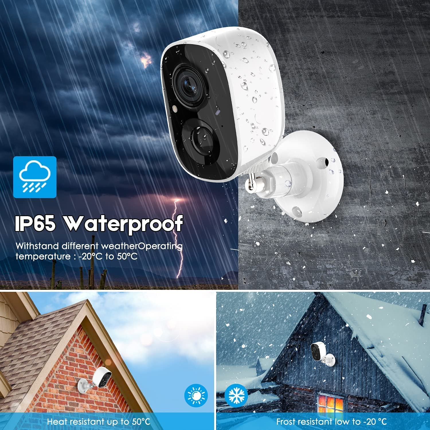 Security Camera Wireless Outdoor, Home Indoor Wifi Camera 1080P Color Night Vision AI Motion Detection 2-Way Talk Battery Powered IP65 Weatherproof Spotlight Siren Alarm Cloud/Sd Storage image number 3