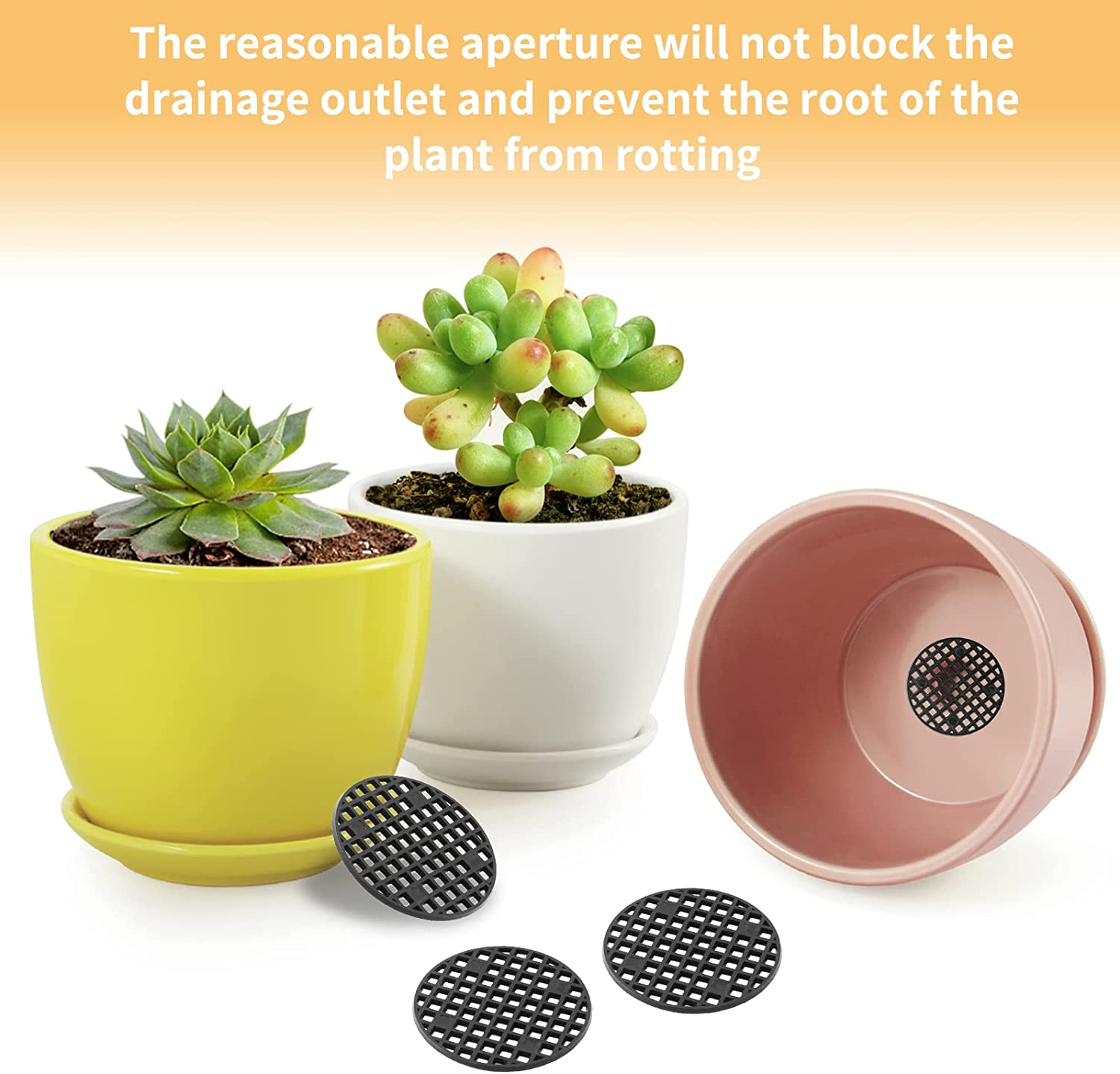 Bivethoi 100Pcs Plant Pot Mesh Screen, Black, 1.8" (45Mm), Garden, Aeration, Round, Both Indoor/Outdoor, Planter, Polyethylene (PE), Insert, Pot, Plant Pot Screen image number 3