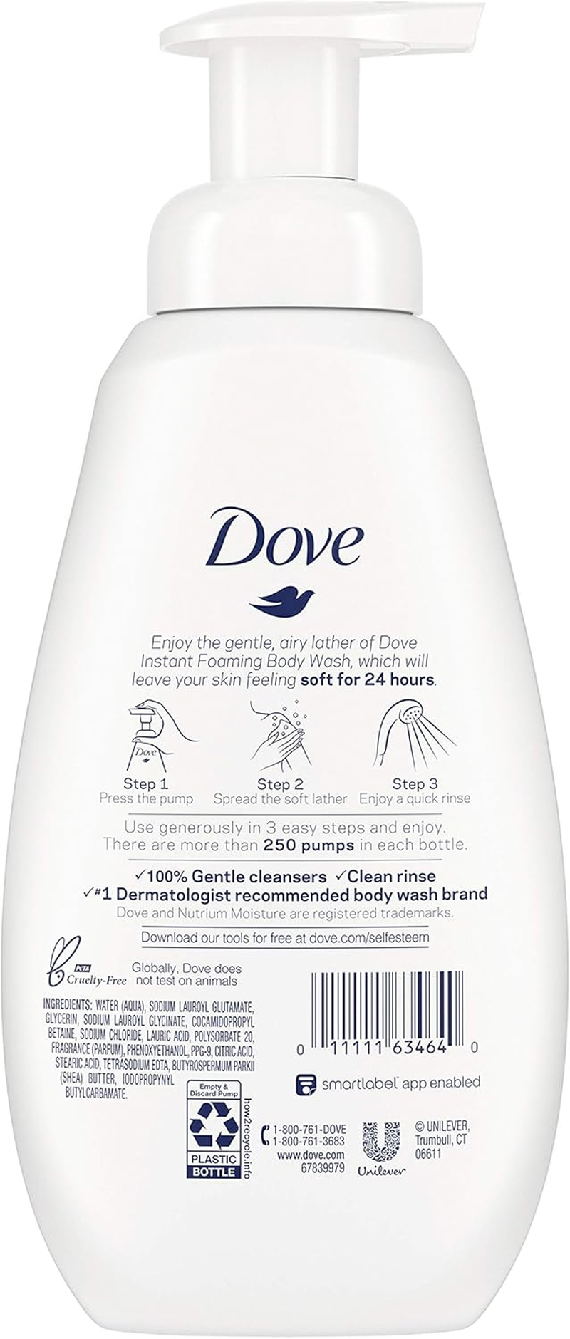 Dove Shower Foam Foaming Body Wash 13.5 Ounce image number 2
