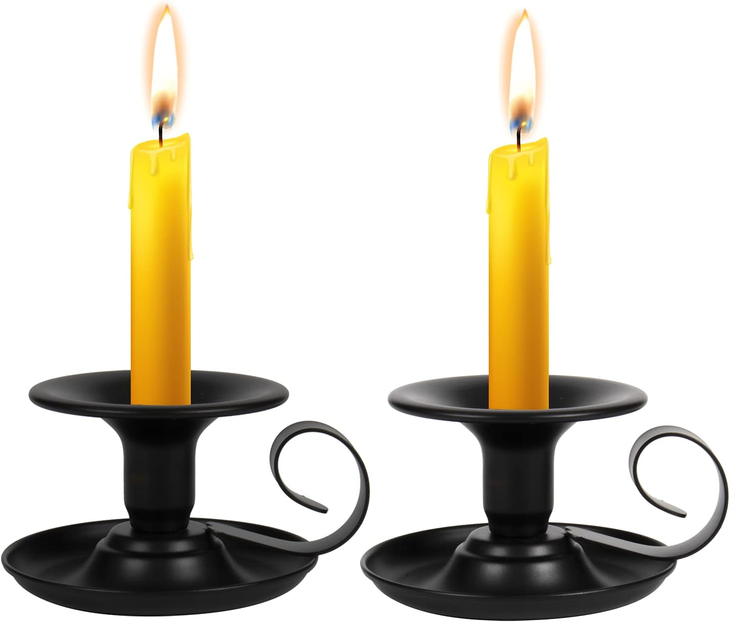 Taper Candle Stick Holder, 2Pcs Retro Iron Simple Black Candlestick Holders Candlelight Stand for Party Wedding Christmas Table Home Decoration(Black,2Pcs) image number 1