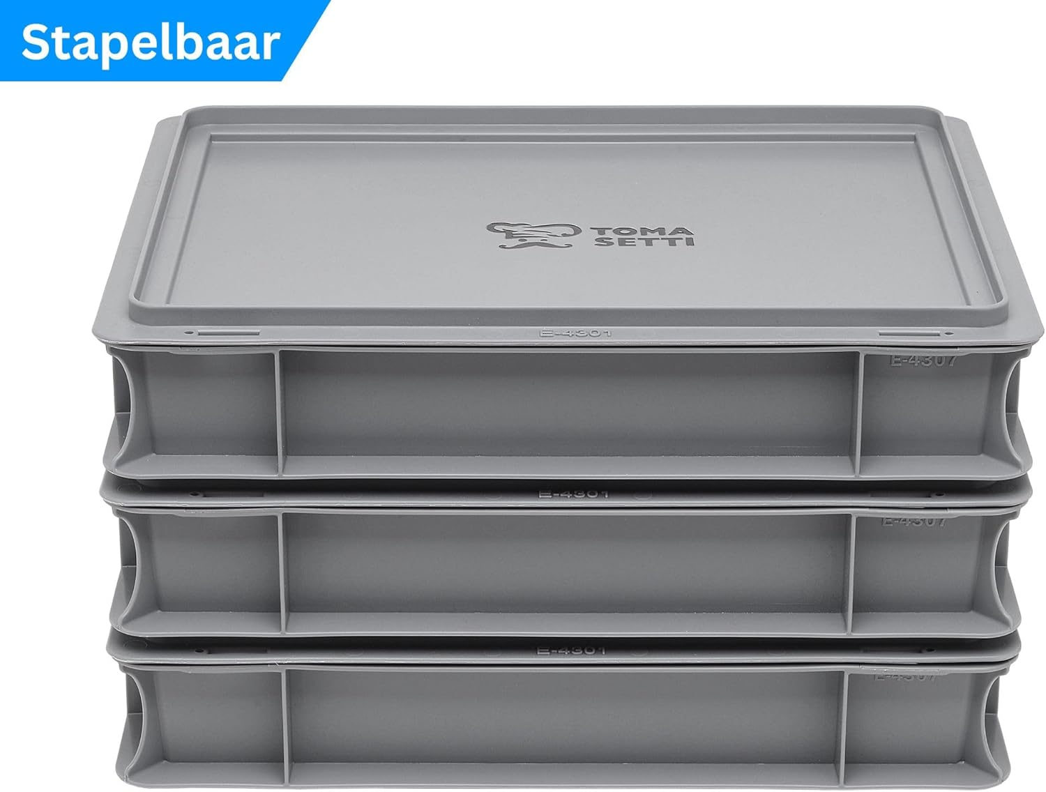 TOMASETTI Pizza Ball Box without Lid - Dimensions: 30 X 40 X 8 Cm - Dough Tray for Pizza and More - Stackable Fermentation Box for Sourdough image number 3