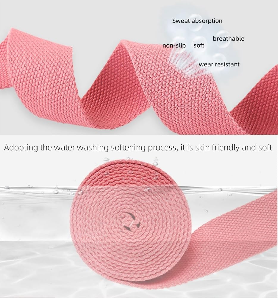 XINYUICEAN Yoga Strap Belt,Cotton Yoga Strap with Adjustable D-Ring Buckle,Yoga Belt for Stretching Yoga Exercise, Stretch Band for Pilates Workouts Yoga Fitness Improves Sitting - Pink image number 3