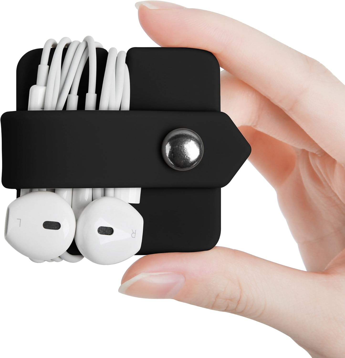 Cord Organizer Tangle-Free Earphone Organizer Headphone Earphone Cable Organizer Cord Wrap Winder Earbuds Wrap Winder Cord Manager Cable Winder 2 Pieces Black+Blue image number 5