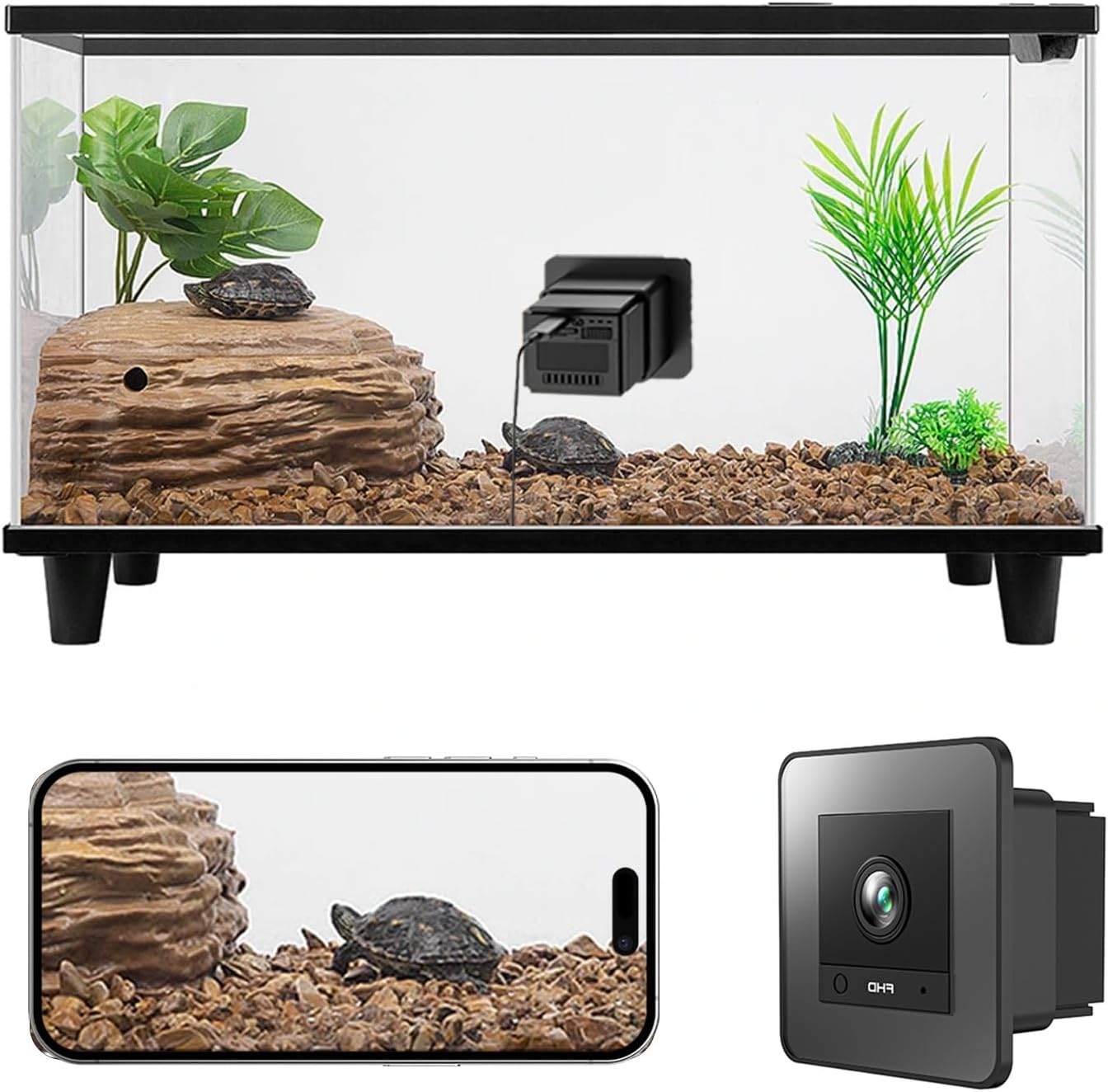 2K HD Aquarium & Terrarium Wifi Pet Camera,140&deg; Wide-Angle Anti-Glare & Anti-Reflection,Night Vision for Fish & Reptiles,Two-Way Audio,Glass-Mount Enclosure Monitor,Ai-Powered Detection,24/7 Recording image number 3