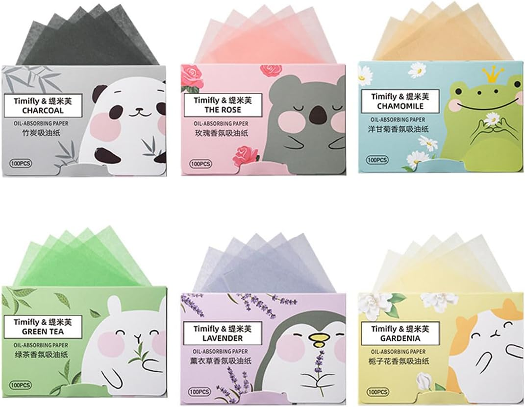 XYTAHDM 600 Sheets Blotting Paper Oil Control Paper Face Blotting Paper Face Oil Absorbent Paper for Men Women Oily Skin (6 Colours) image number 5