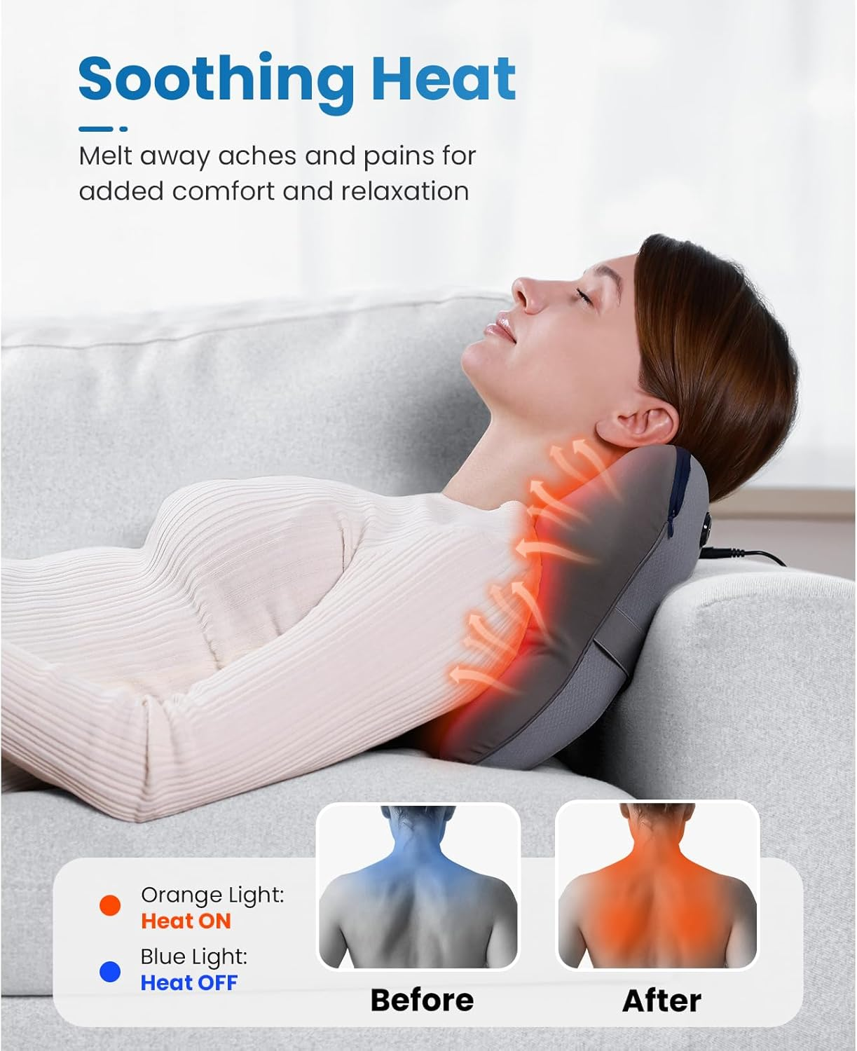 BOB and BRAD Back Massager with Heat and Remote, Ezback plus Neck Massager for Deep Tissue, Electric Shiatsu 3D Kneading Massage Pillow with 3 Level for Neck, Back, Shoulders, Ideal Gifts image number 3