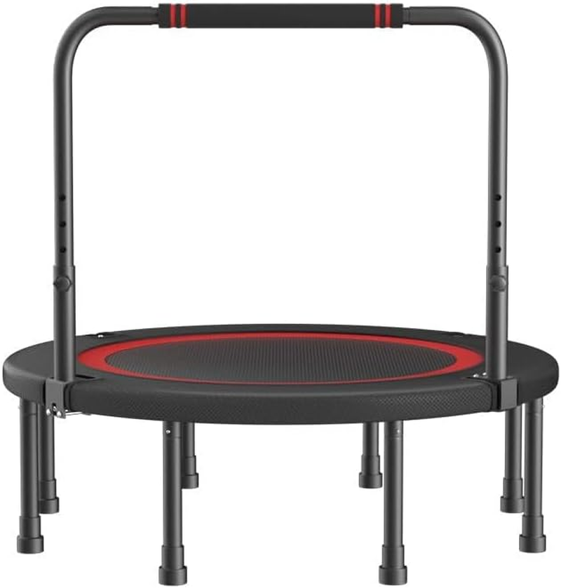 Rebounder Trampoline for Adults, Foldable Trampoline with Hardened Metal Spring, Indoor Trampoline, Fitness Rebounder with Adjustable Foam Handle, 200Kg Max