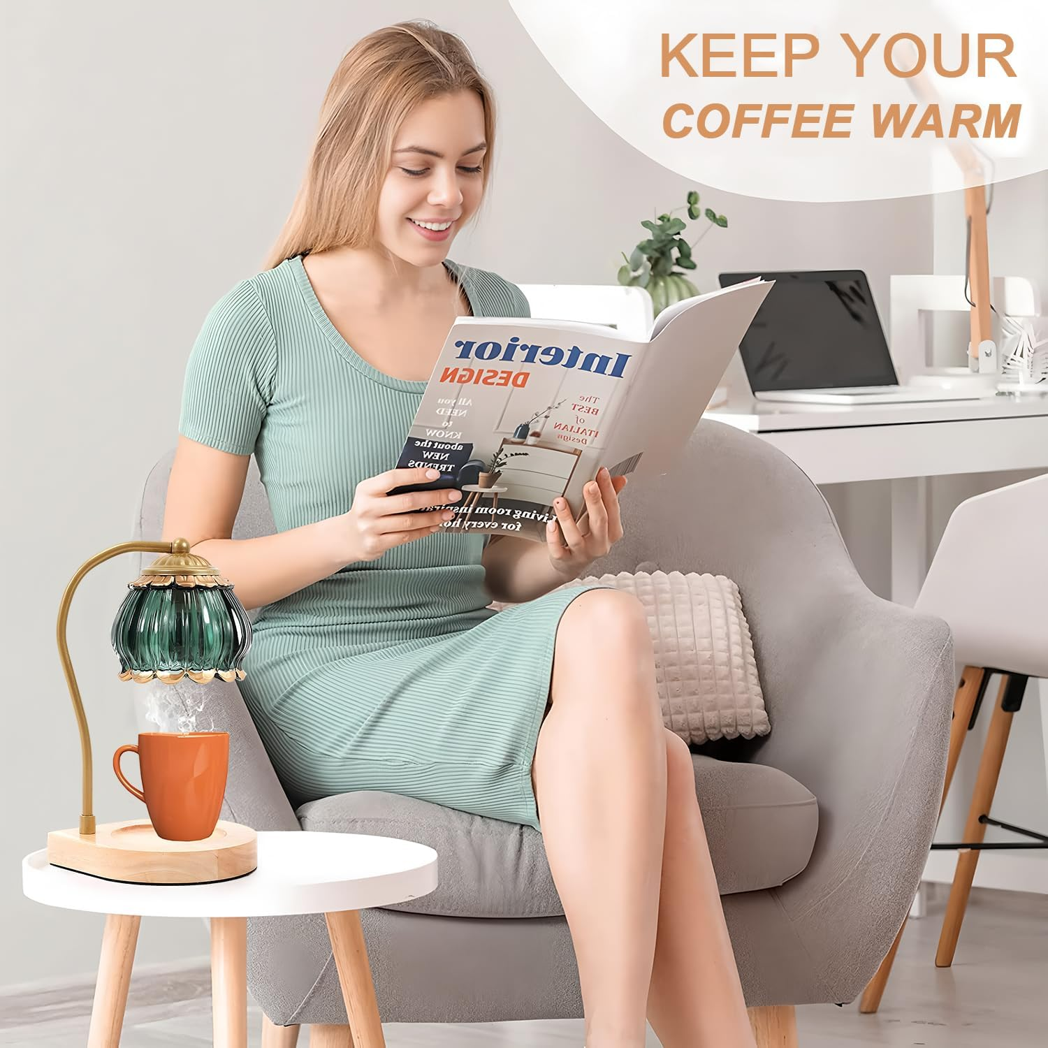 Candle Warmer Lamp with Timer Dimmer,Heat Adjustable,Wax Melt Warmer with 2 Bulbs,Home Decor beside Lamp Gifts for Jar Candles,Scented Candles,Home Decoration image number 6