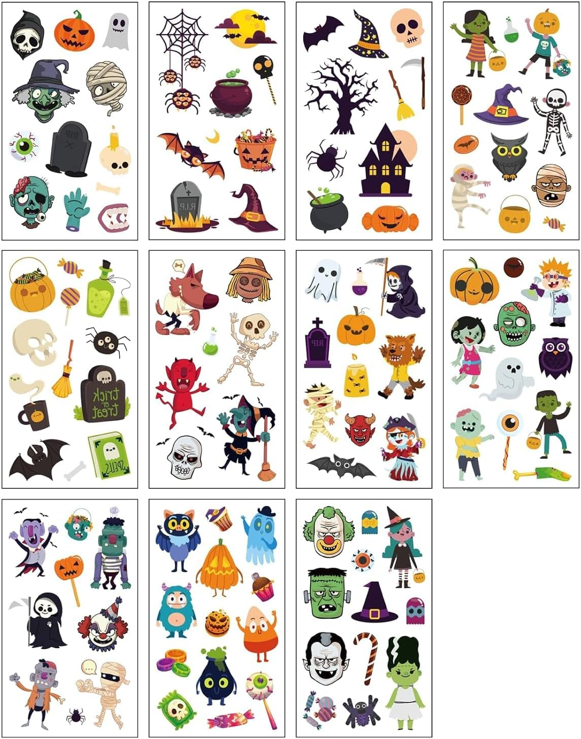 Halloween Temporary Tattoos for Kids - 120 Pieces Halloween Trick or Treat Fake Tattoos Stickers for Boys and Girls,Halloween Party Favors for Kids Assorted Goodies Tattoos Goody Bag Stuffers