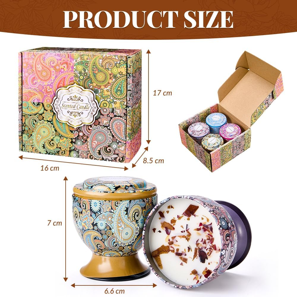 WOTOW 4-Pack Scented Candle Set, 3.5Oz Relaxing Natural Soy Wax Aromatherapy Candle in Metal Cup, 20 Hour Burn Time, Ideal Home Christmas Birthday Valentine Thanksgiving Mothers Day image number 1